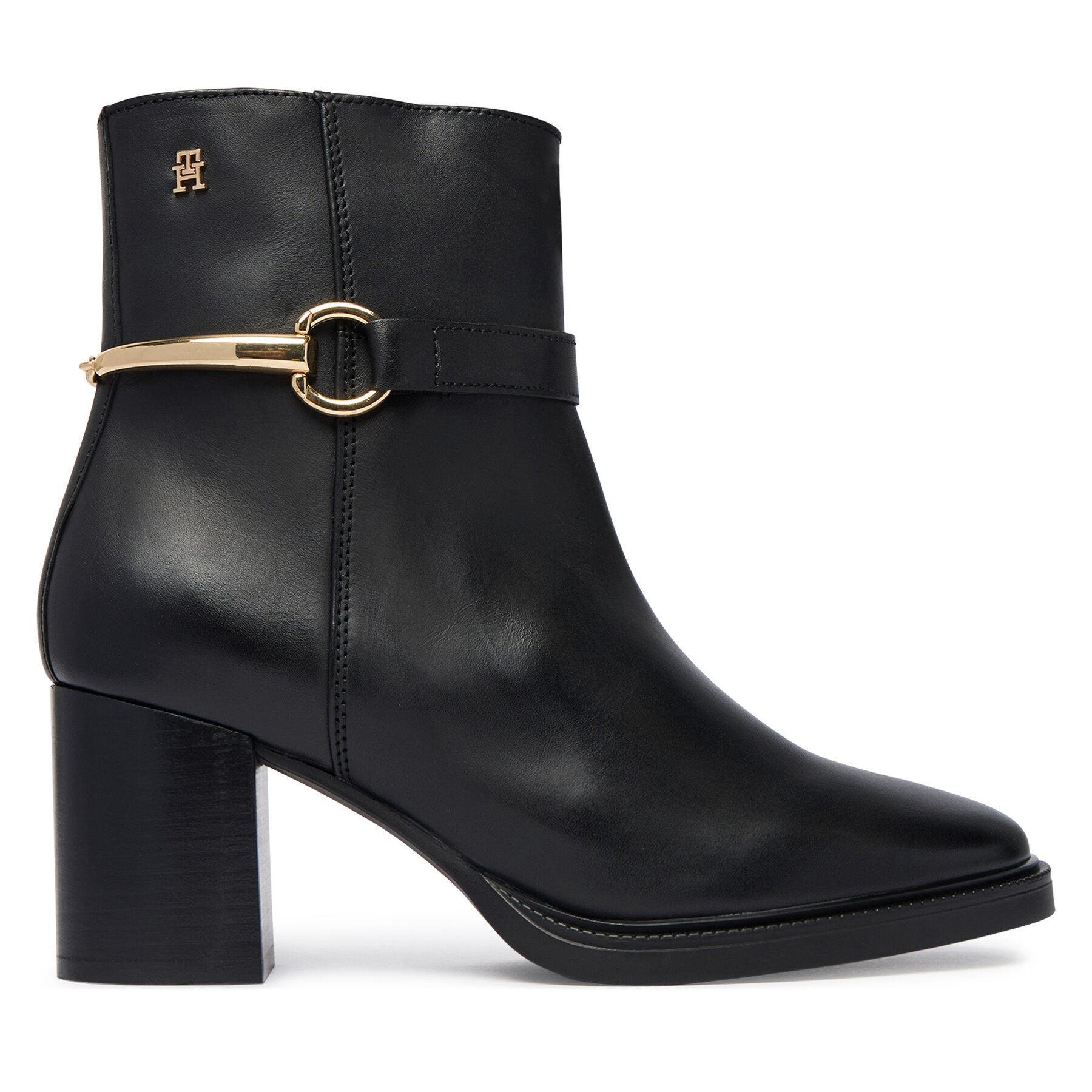Čizme Tommy Hilfiger TH Stud Heel Riding Ankle Boot FW0FW09552 Crna