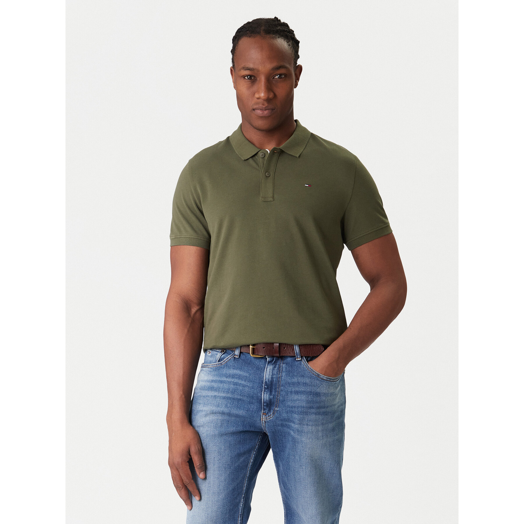 Tommy Jeans Polo DM0DM20676 Χακί Slim Fit