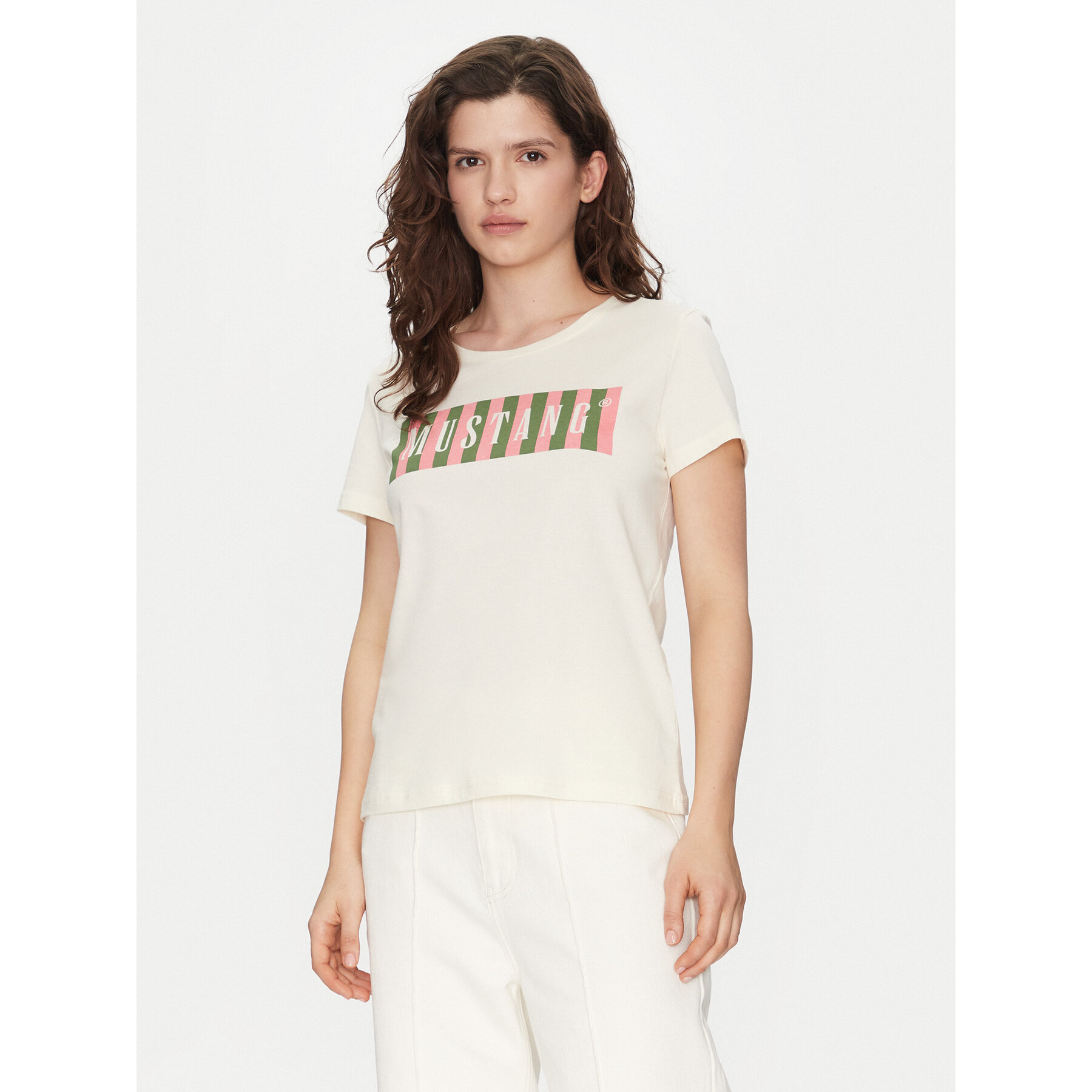 Mustang T-Shirt Alma 1016138 Εκρού Regular Fit