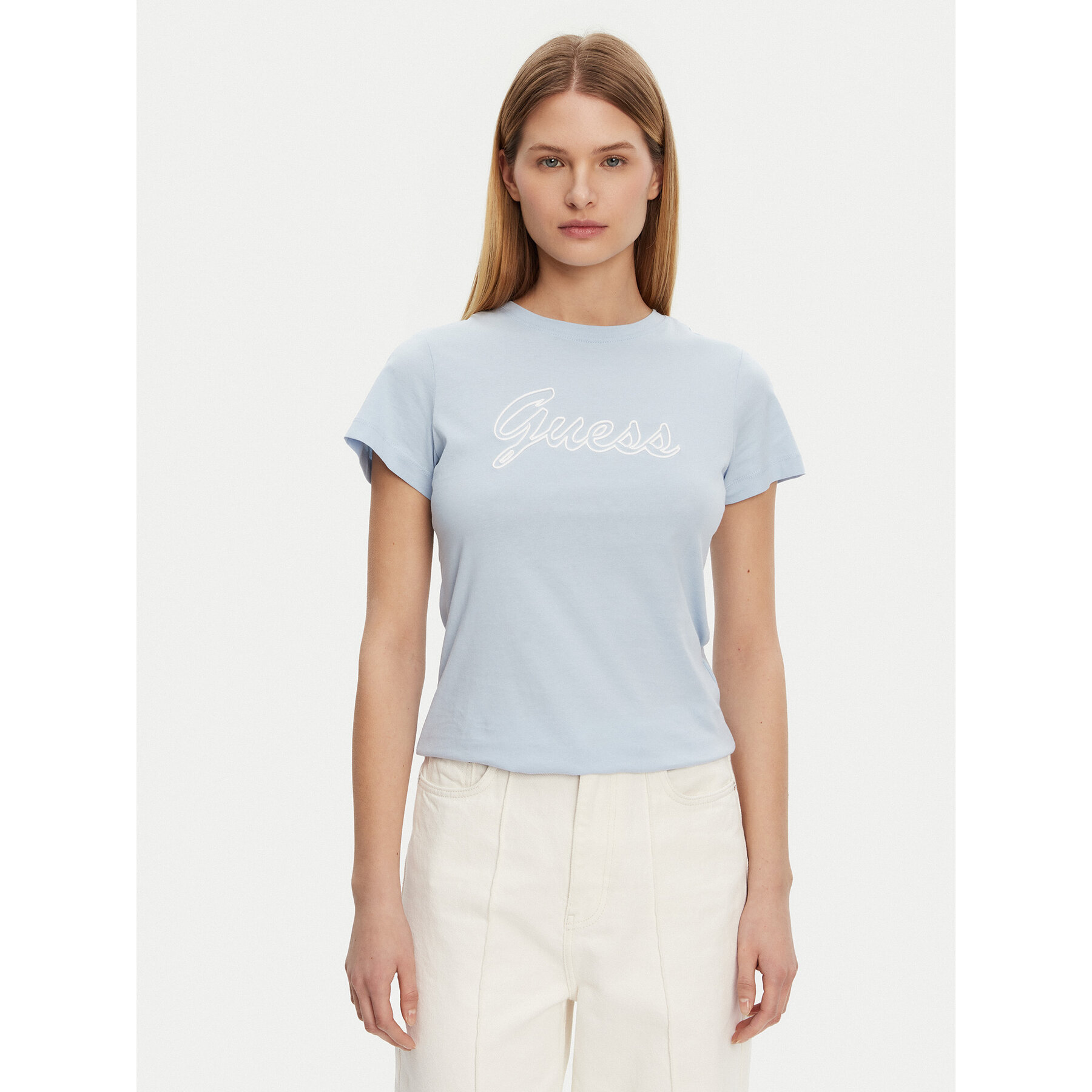 Guess T-Shirt V5GI02 K9RM1 Γαλάζιο Slim Fit