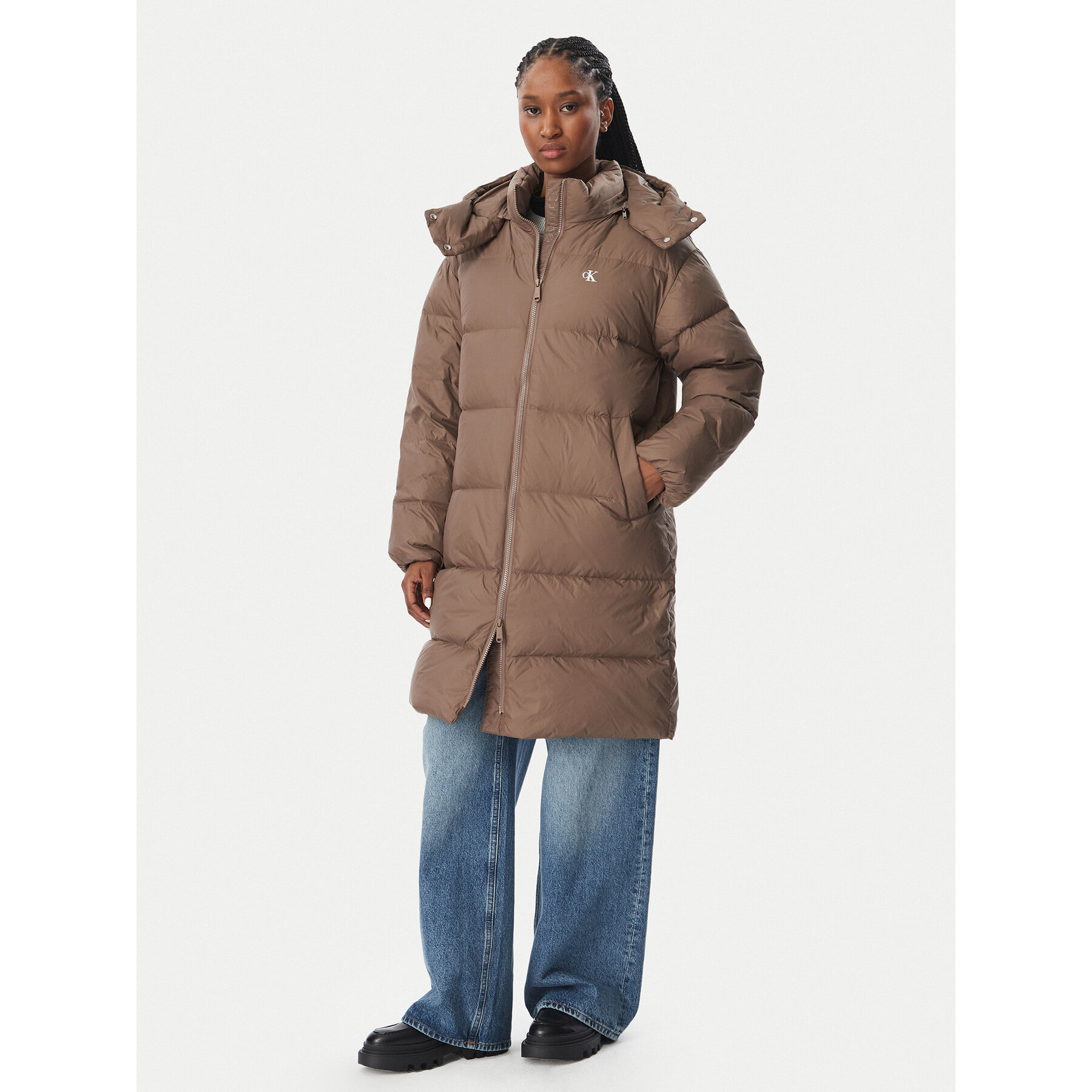 Calvin Klein Jeans Daunenjacke LV047H502G Dunkelbeige Regular Fit