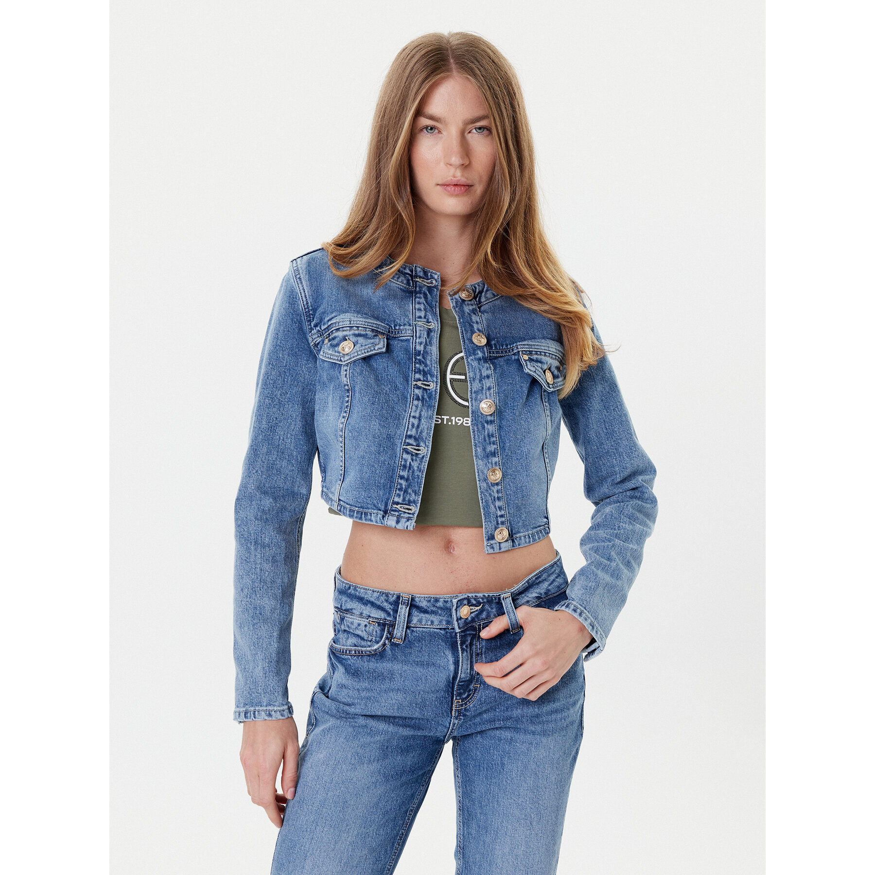 Guess Jeansjacke W5YN53 D5QP2 Blau Regular Fit