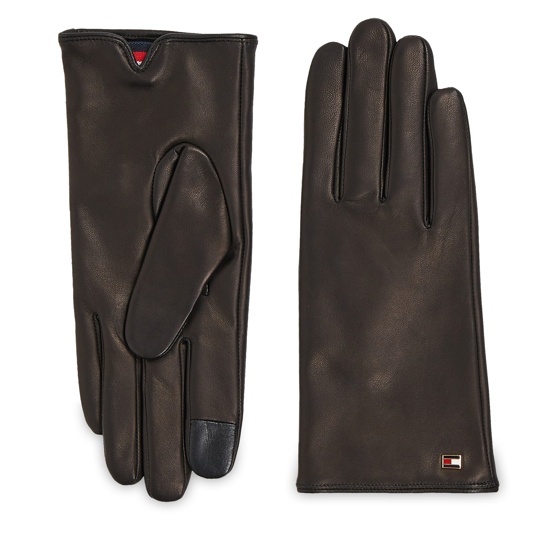 Ženske rokavice Tommy Hilfiger Essential Flag Leather Gloves AW0AW15360 Black BDS
