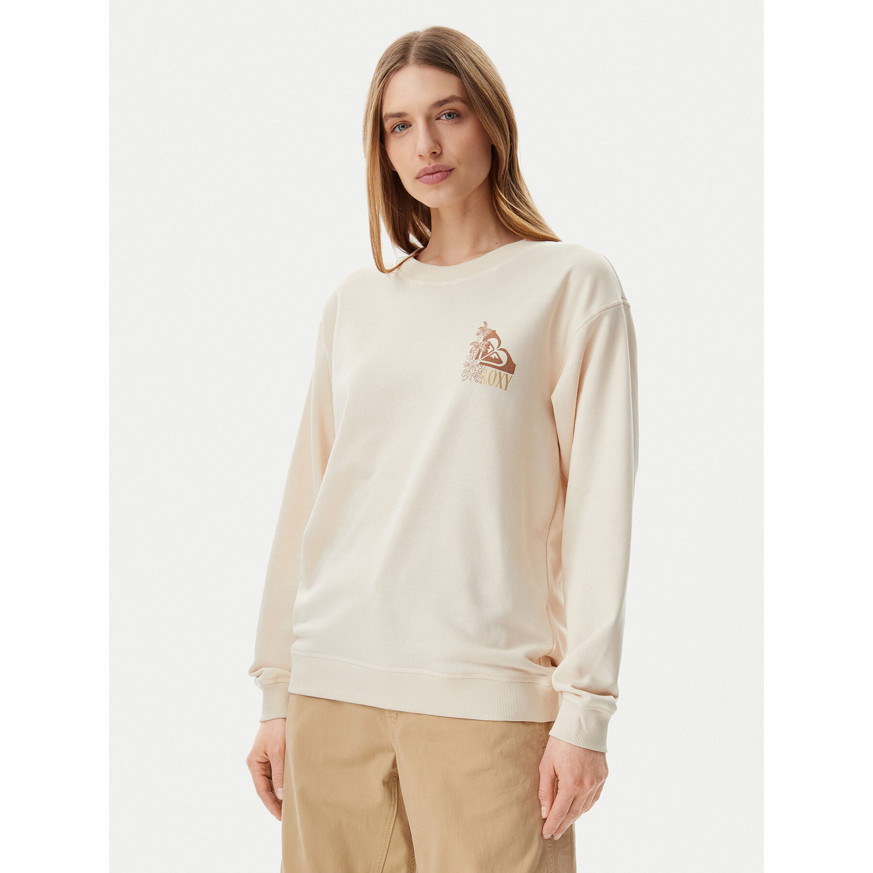 Roxy Sweatshirt ERJFT04963 Beige Regular Fit