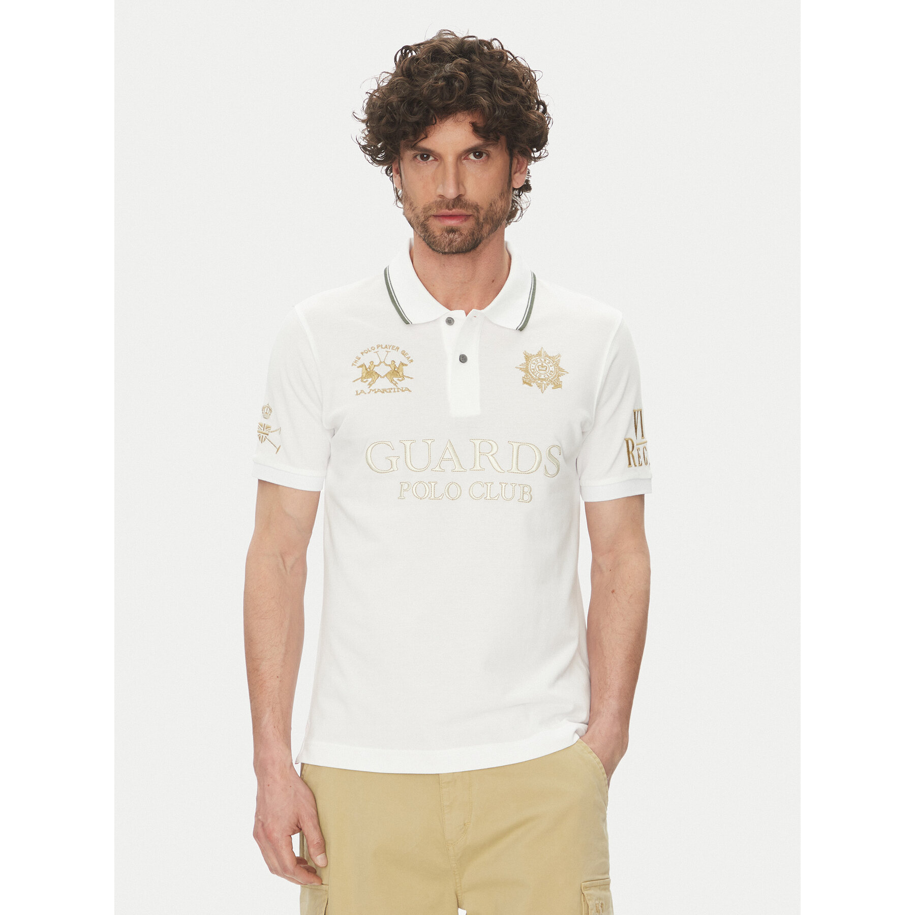 La Martina Pólóing Achille MAPG30 PK097 Fehér Regular Fit