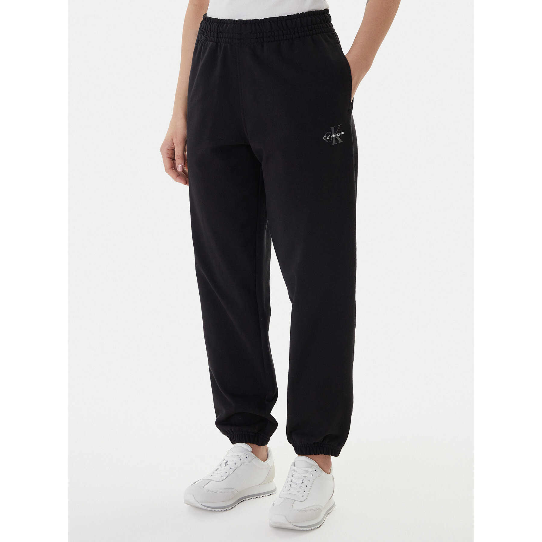 Calvin Klein Jeans Jogginghose Foil Monologo LV047E826G Schwarz Regular Fit