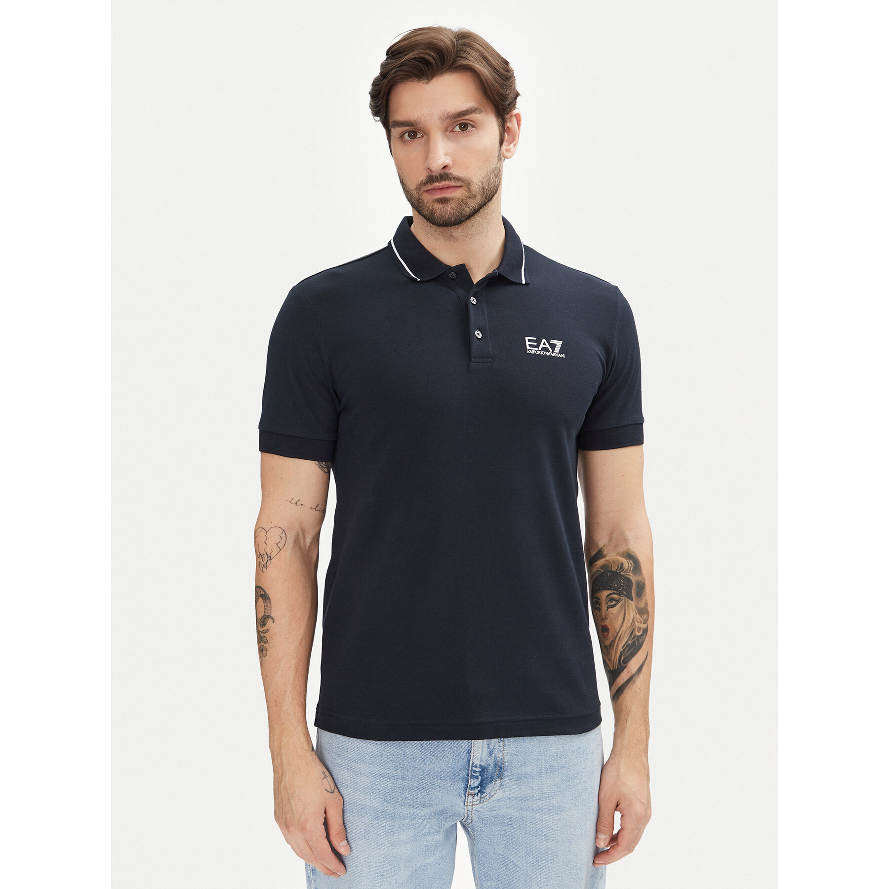 EA7 Emporio Armani Polo 8NPF16 PJVUZ 1562 Blu scuro Slim Fit