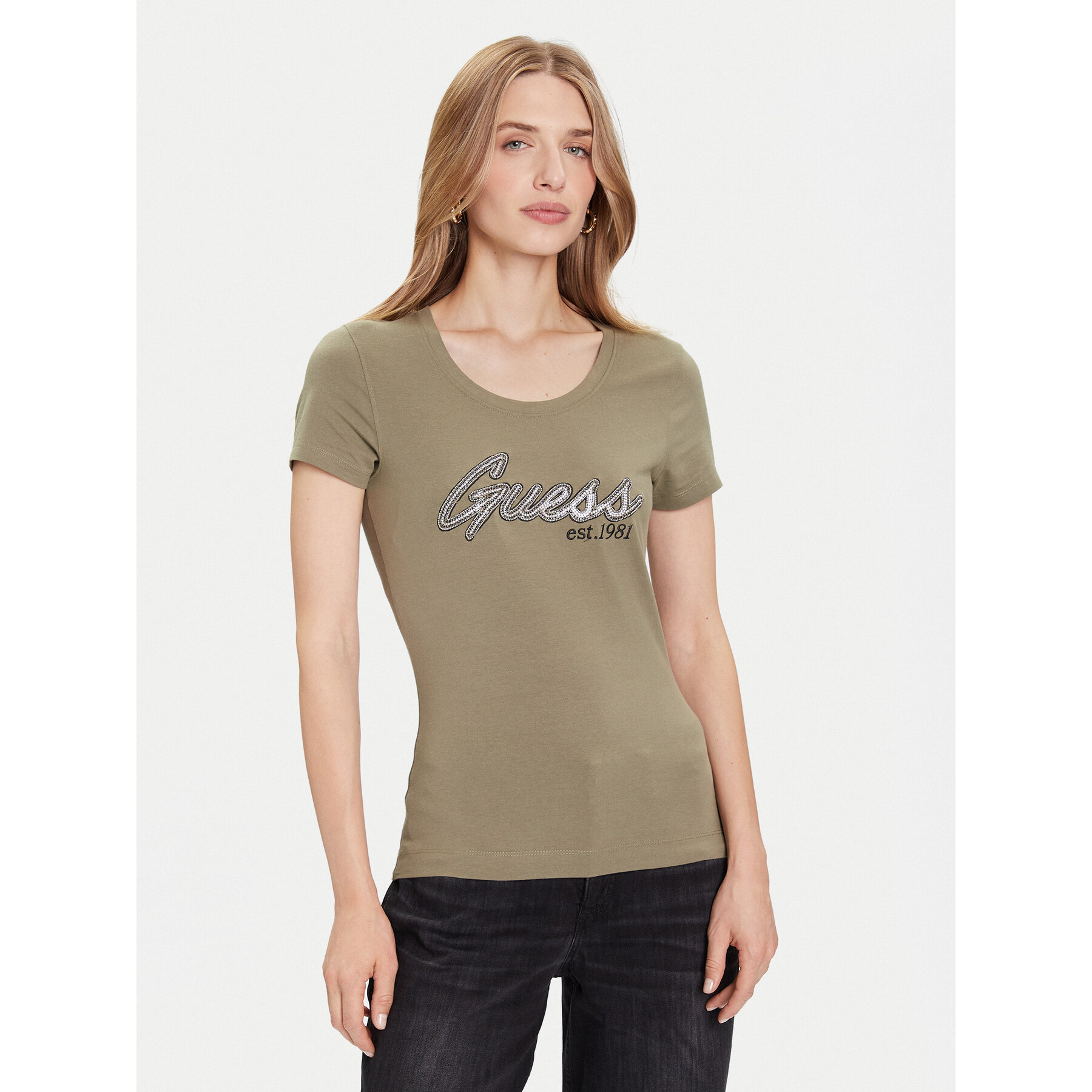 Guess Póló W5YI16 J1314 Zöld Regular Fit