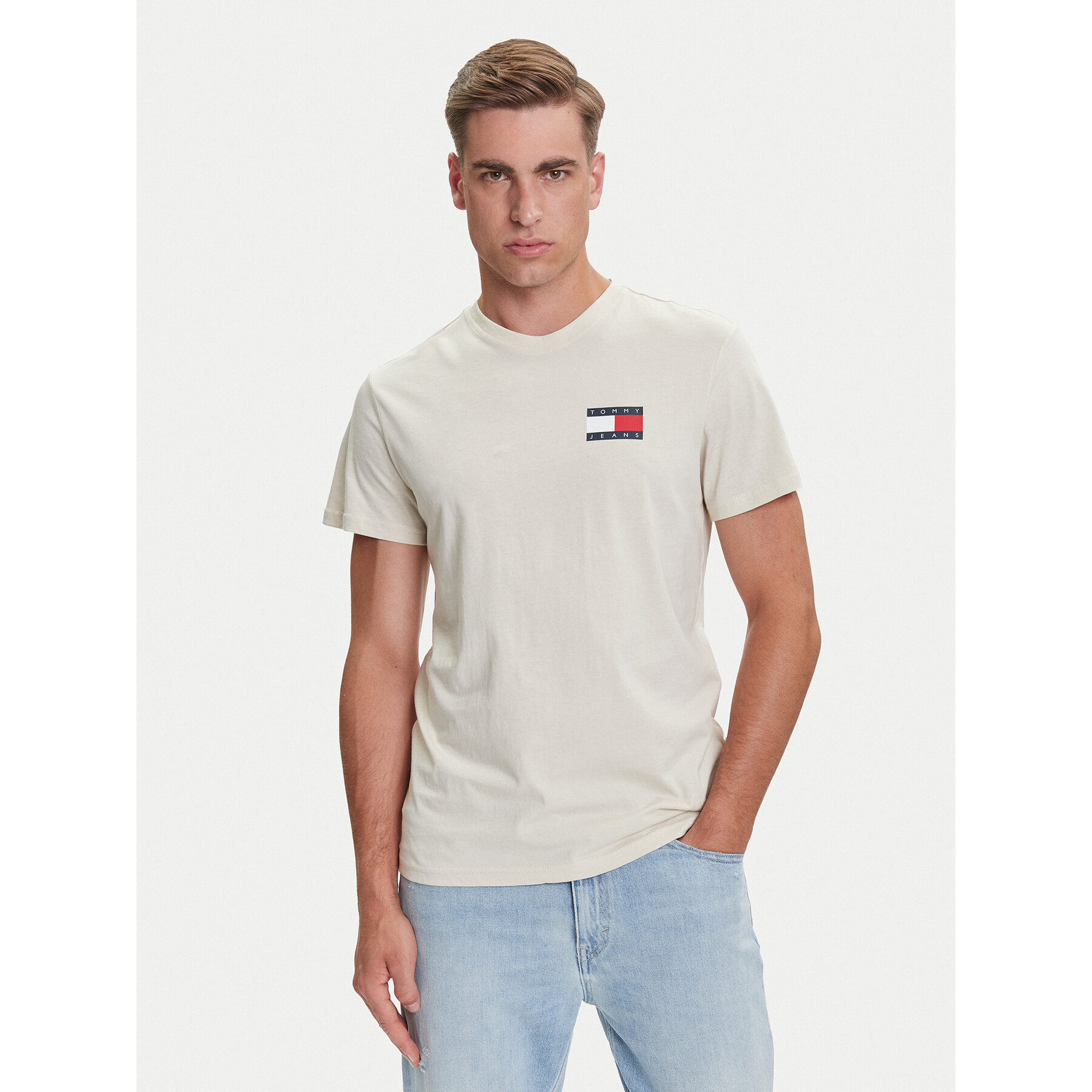 Tommy Jeans T-shirt Essential DM0DM20740 Beige Slim Fit