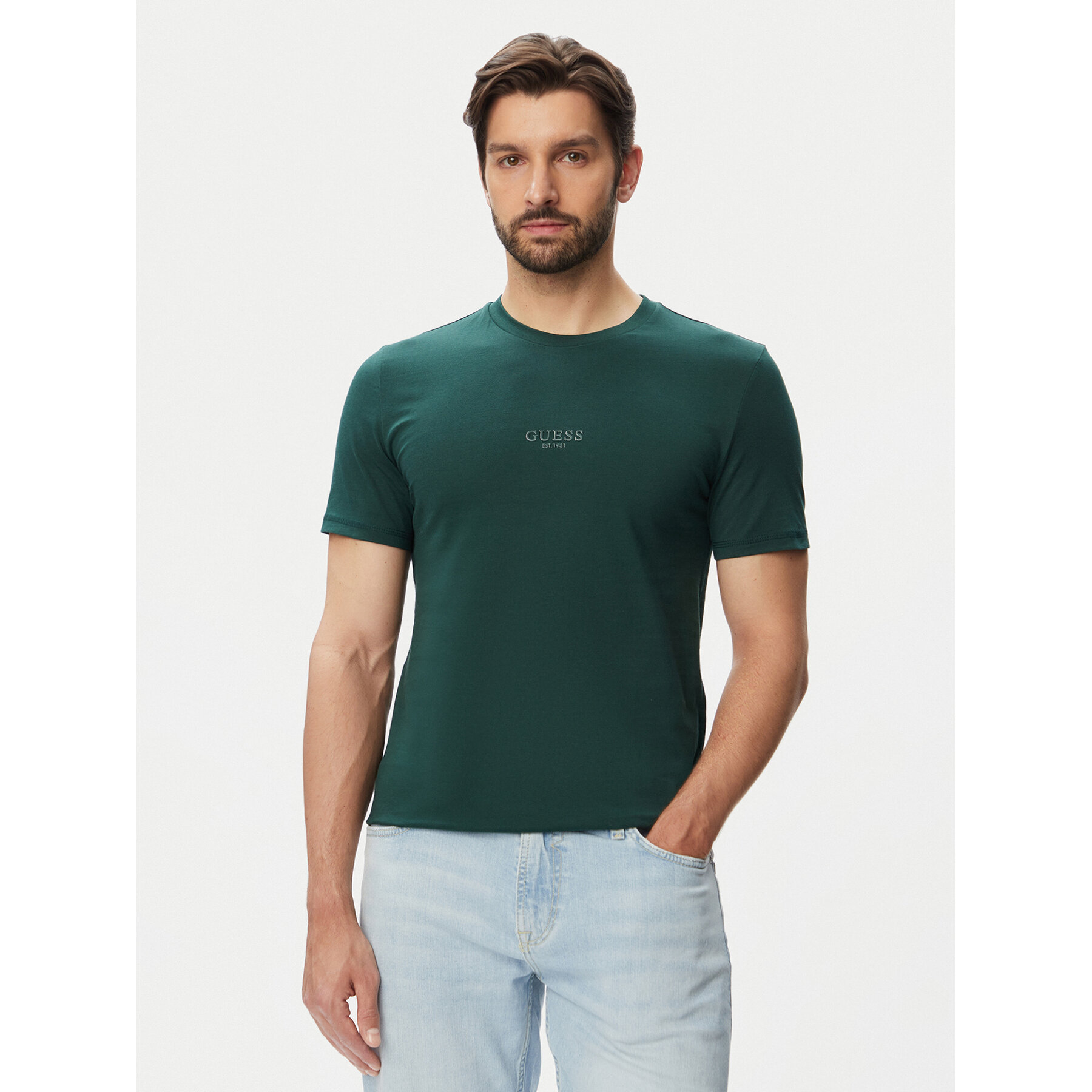 Guess T-shirt M2YI72 I3Z14 Tamno zelena Slim Fit