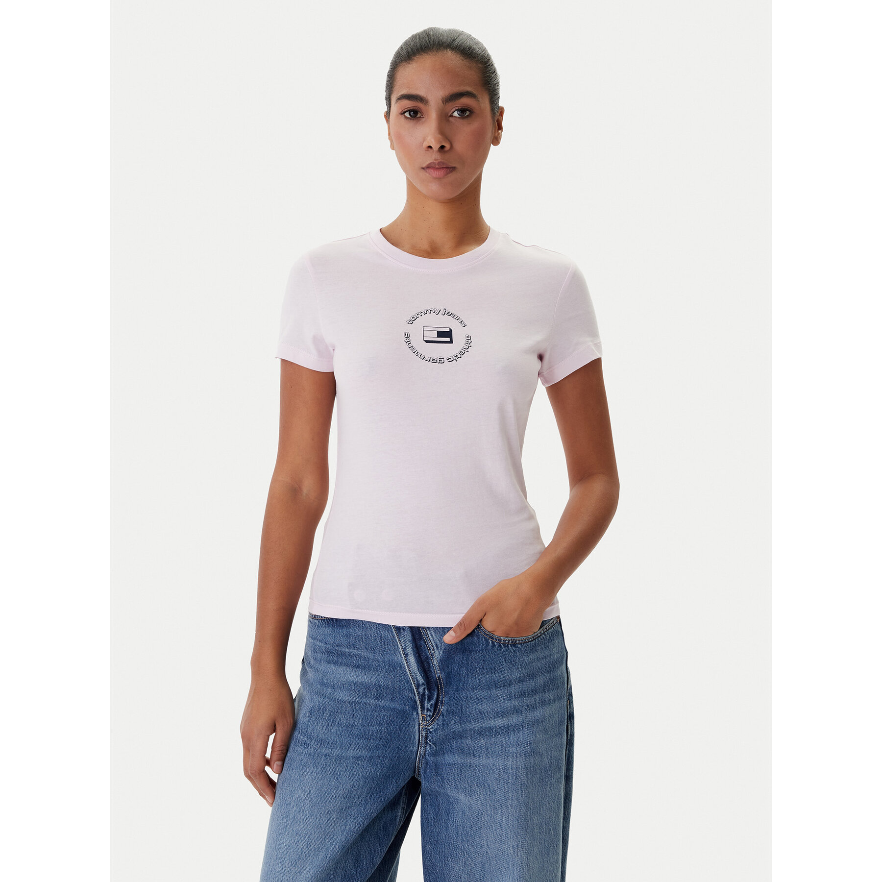 Tommy Jeans T-Shirt DW0DW22273 Rosa Slim Fit