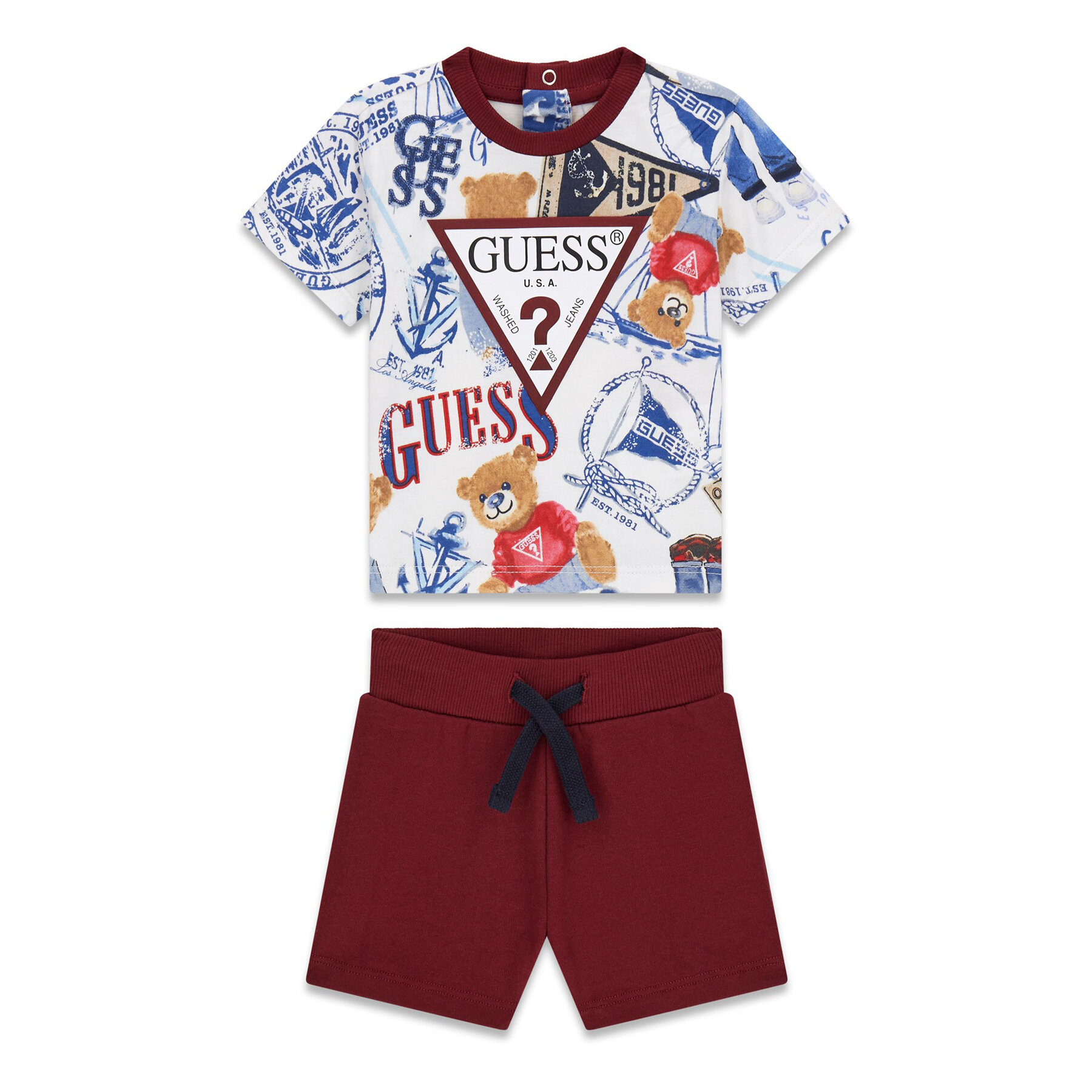Guess Póló és rövidnadrág I6RG08 K8HM4 Bordó Regular Fit