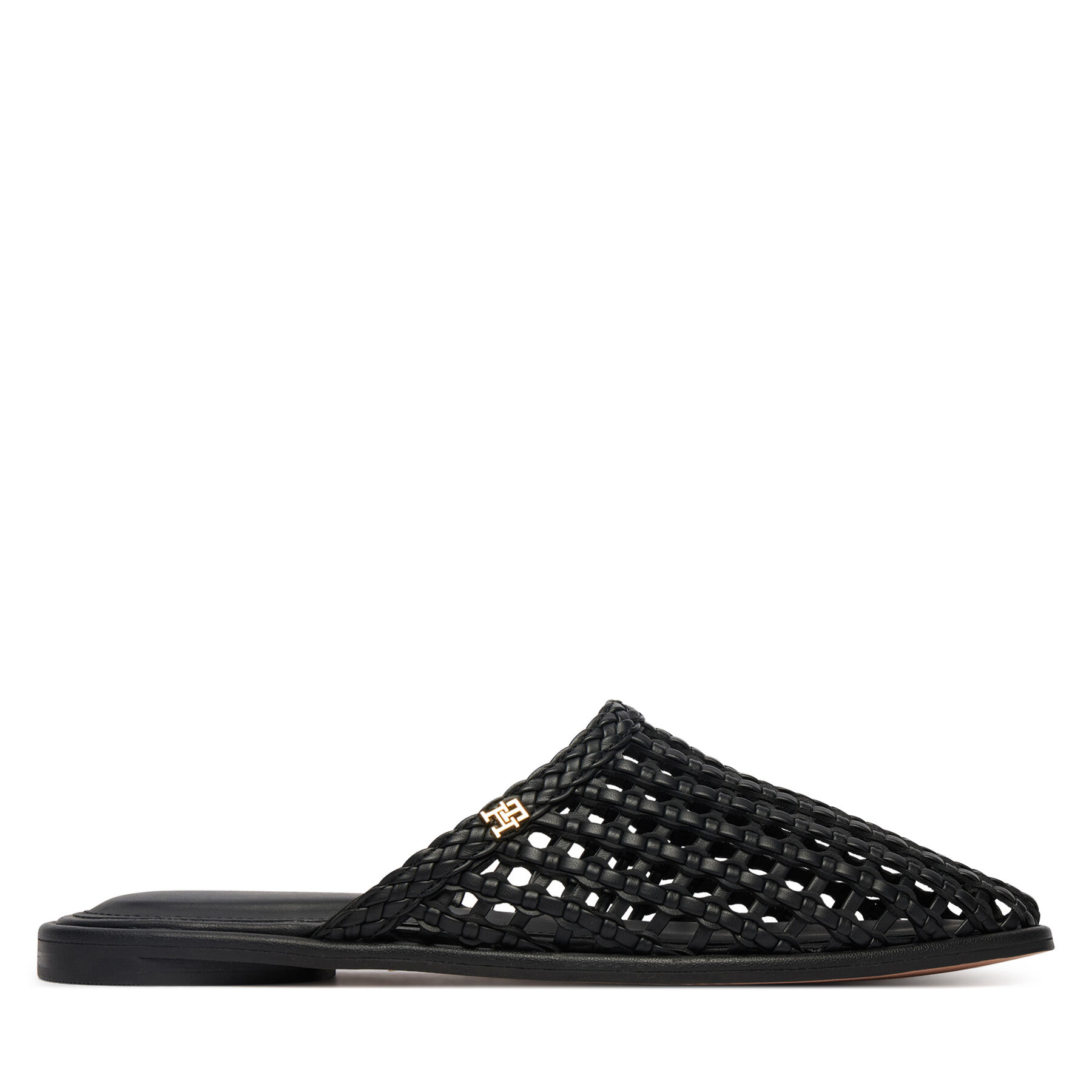 Šľapky Tommy Hilfiger Hilfiger Leather Mix Flat Mule FW0FW09280 Čierna