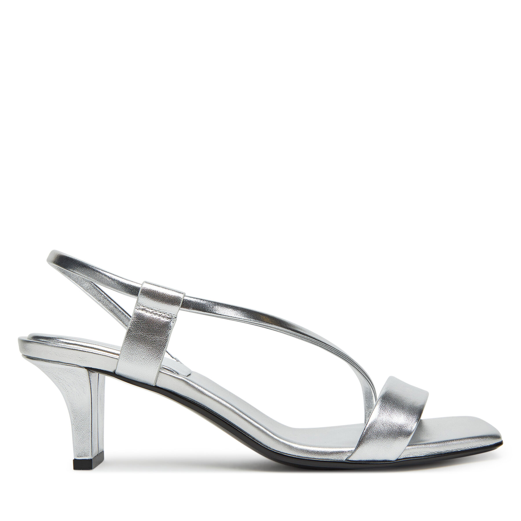 Sandale Calvin Klein Heel Sandal 50 Squared Metallic HW0HW02560 Argintiu