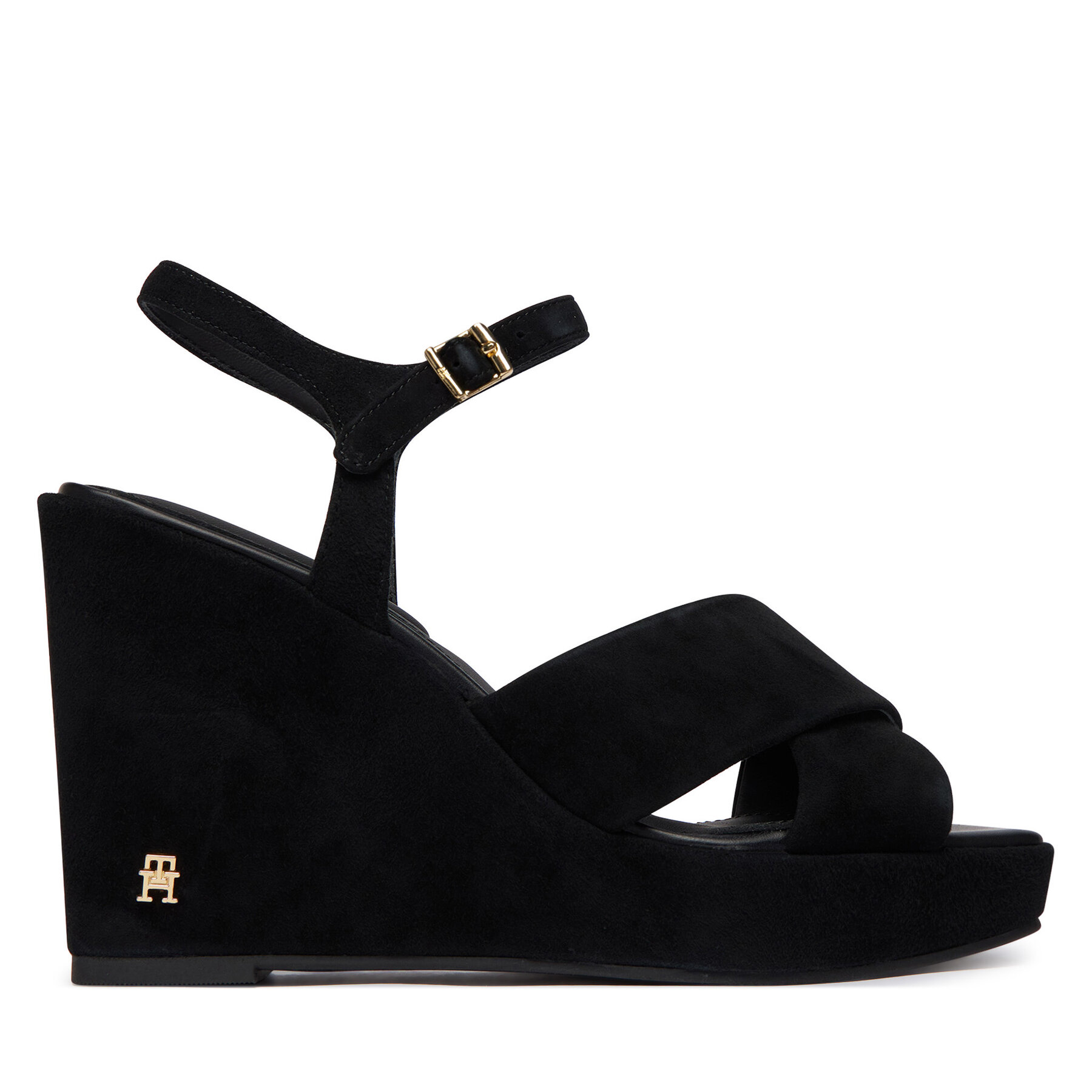 Sandali Tommy Hilfiger Suede Wrapped High Wedge FW0FW09218 Črna