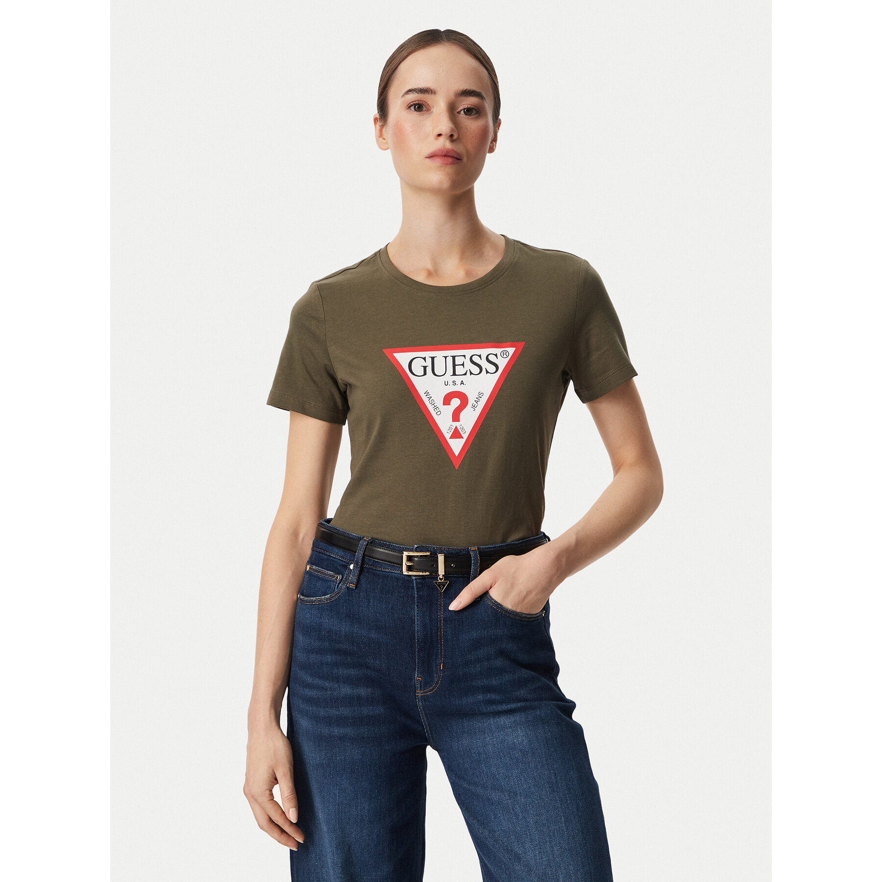 Guess T-Shirt W1YI1B I3Z14 Khakifarben Regular Fit