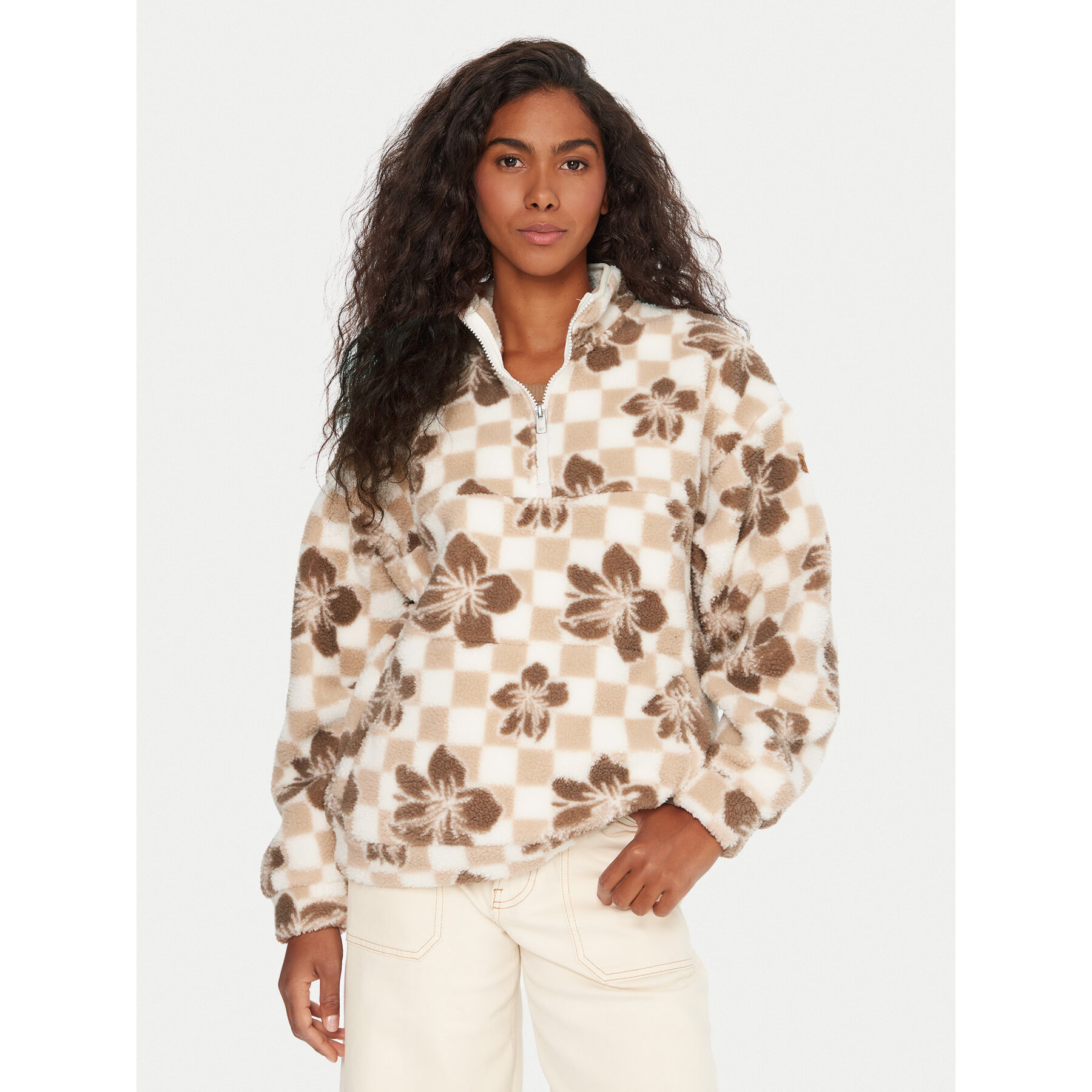 Roxy Fleecejacke Jive Talking ERJPF03208 Beige Oversize
