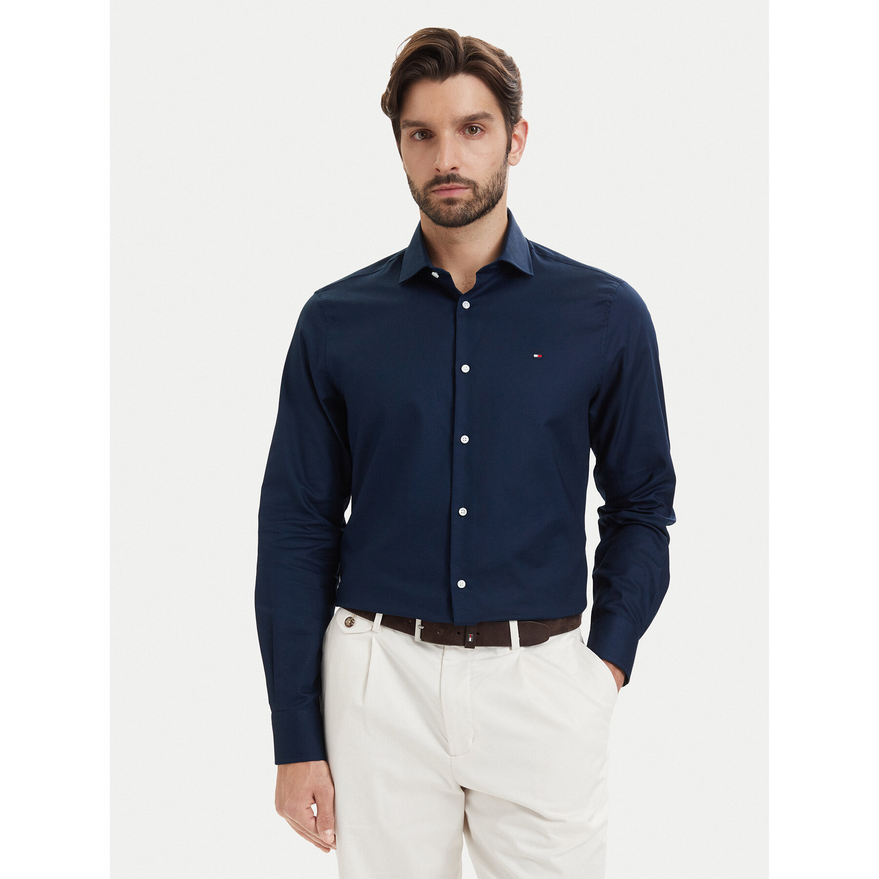 Tommy Hilfiger Hemd Dobby MW0MW43747 Dunkelblau Slim Fit