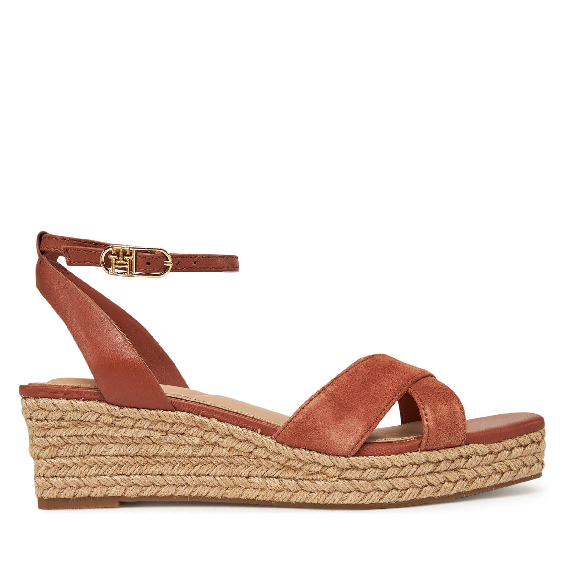 Espadrilles Tommy Hilfiger Leather & Suede Mid Wedge Espad FW0FW08804 Brūns