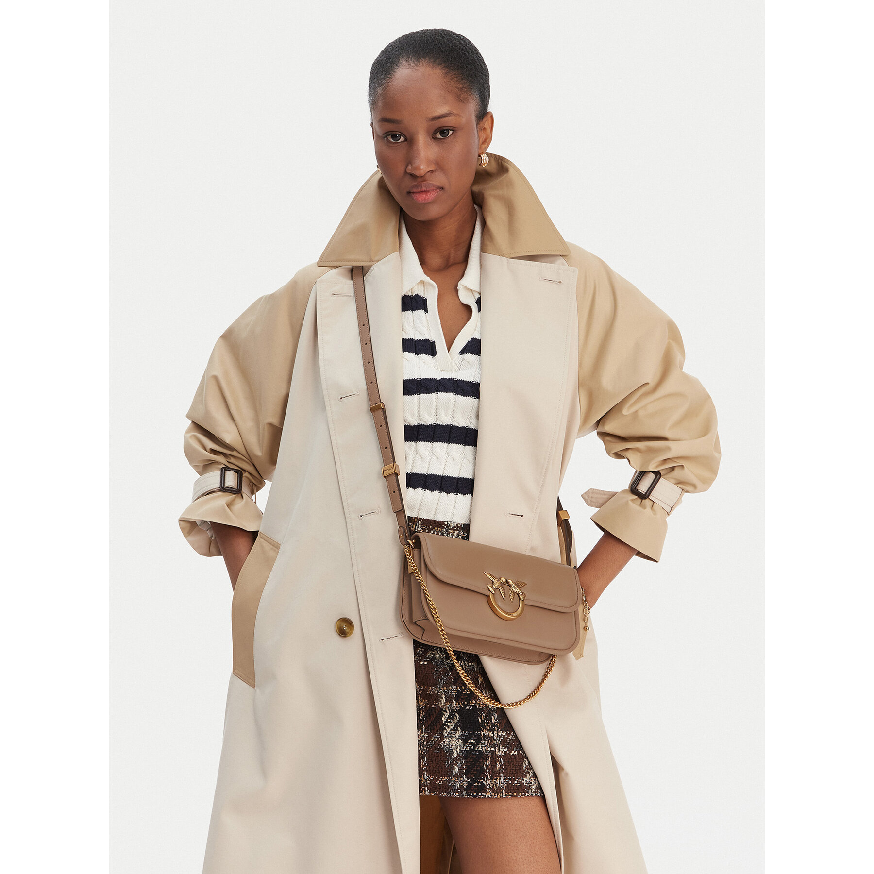 Дамска чанта PINKO Love Box Baguette Al 25-26 PLTT 105083 A26L Кафяв