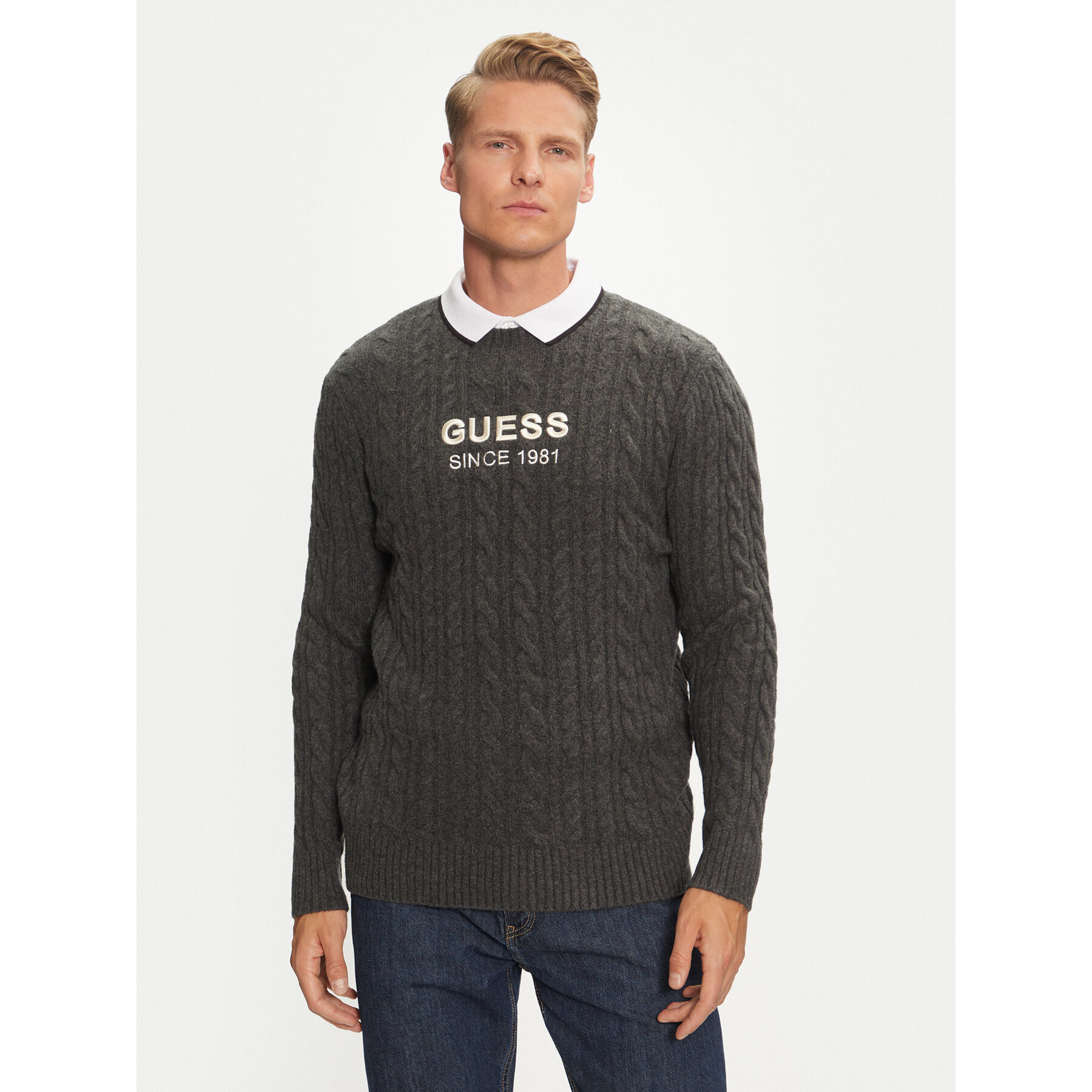 Guess Pullover M4BR11 Z3HA2 Grau Regular Fit