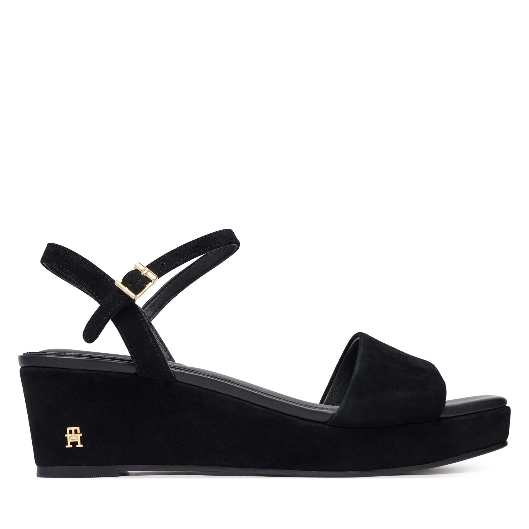 Szandál Tommy Hilfiger Suede Wrapped Mid Wedge FW0FW09235 Fekete
