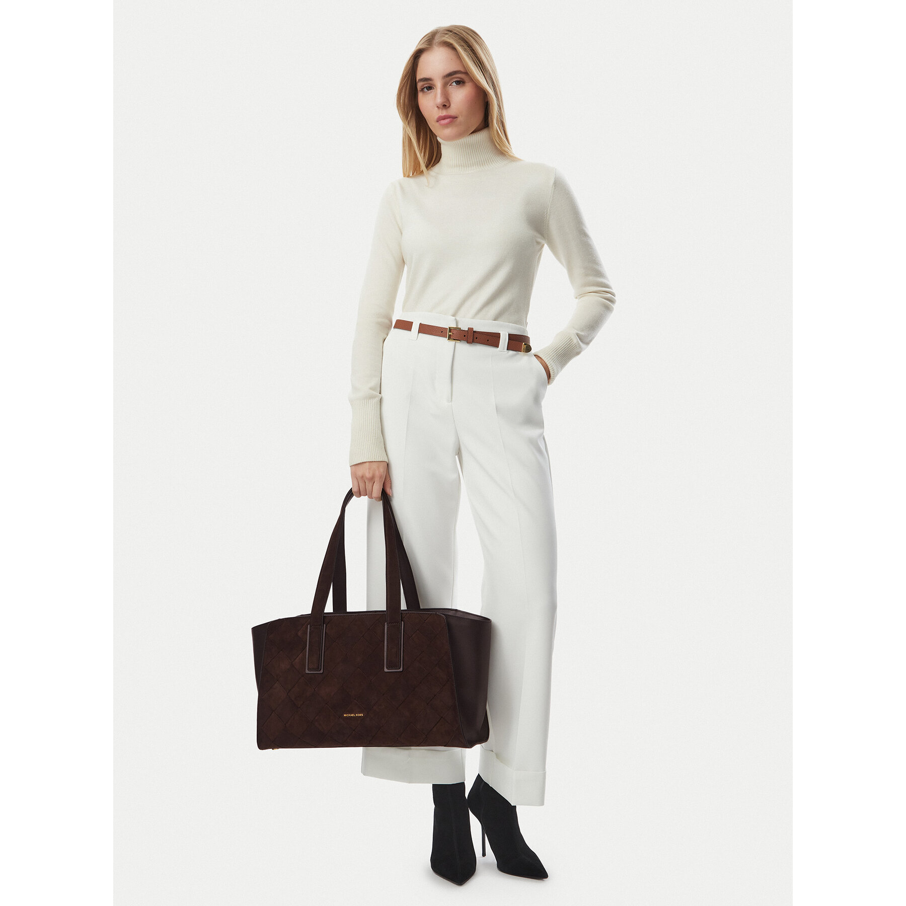Kabelka MICHAEL Michael Kors Hudson 33F6GHDT3X Tmavo hnedá