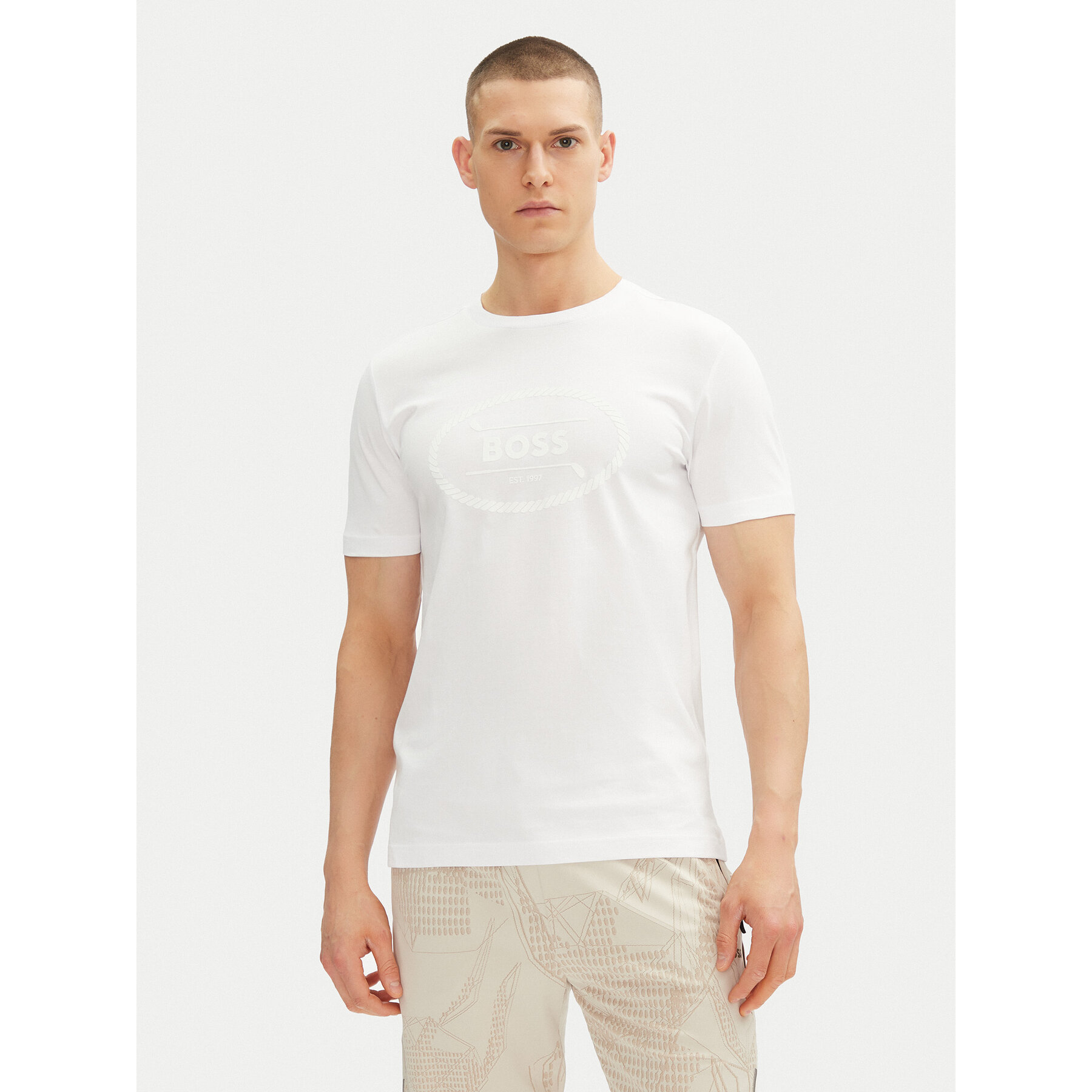 BOSS Póló 50537825 Fehér Regular Fit