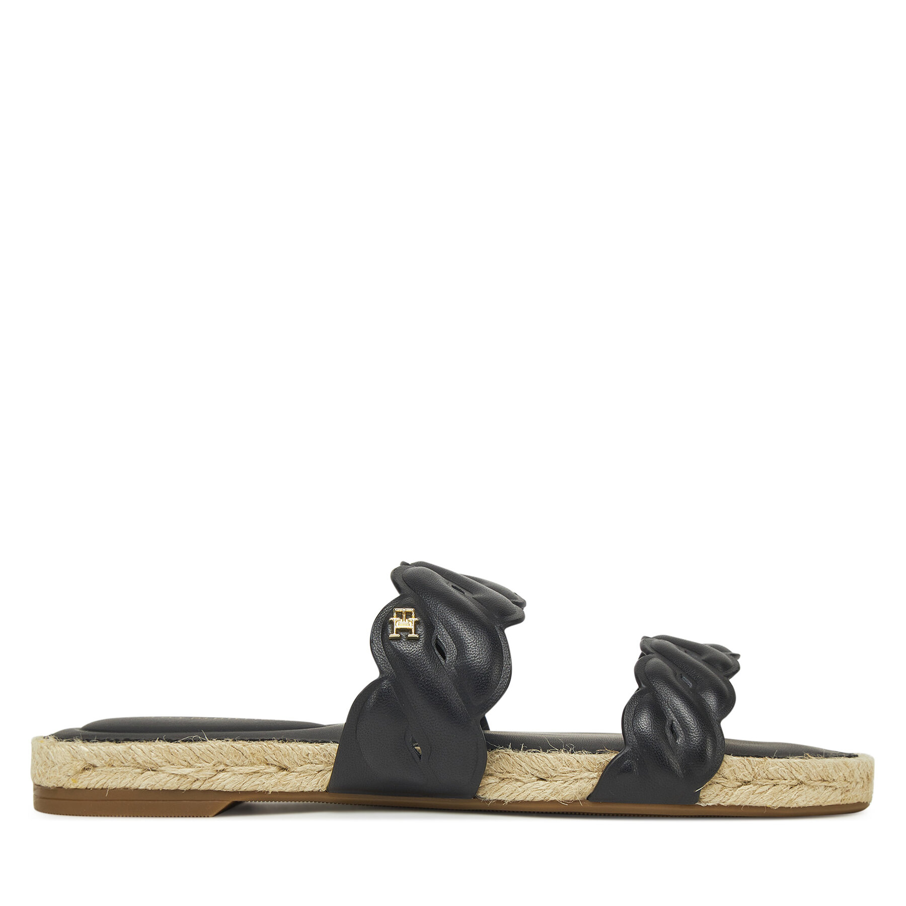 Espadrillas Tommy Hilfiger Leather Rope Espadrille Mule FW0FW08503 Nero