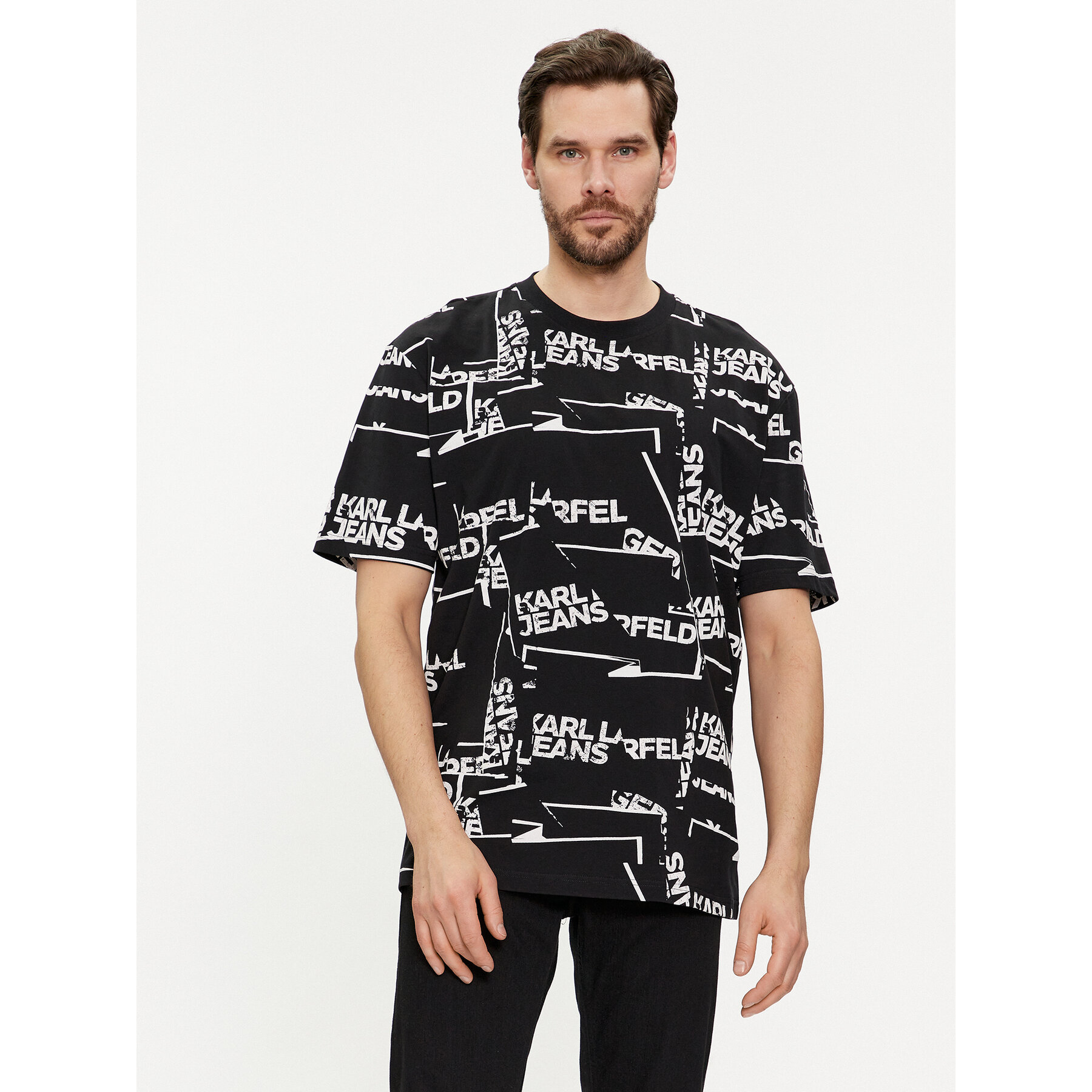 Karl Lagerfeld Jeans T-Shirt 240D1709 Μαύρο Relaxed Fit