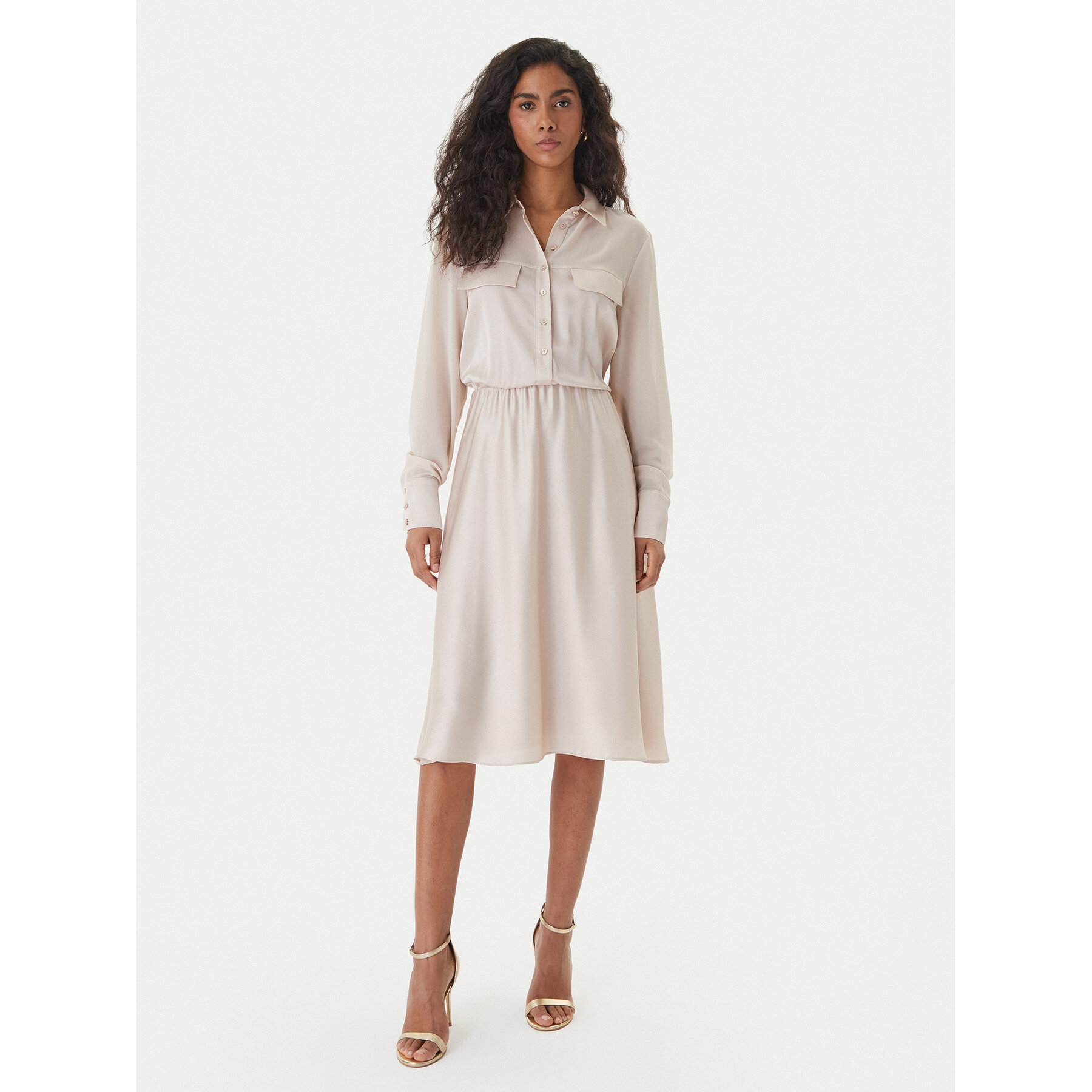 Fracomina Kleid für den Alltag FY26SD2025W41101 Écru Regular Fit