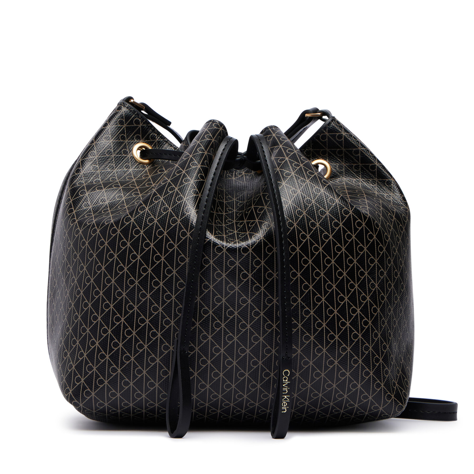 Geantă Calvin Klein Emblem Aop Drawstring Bucket LV04F3785G Negru