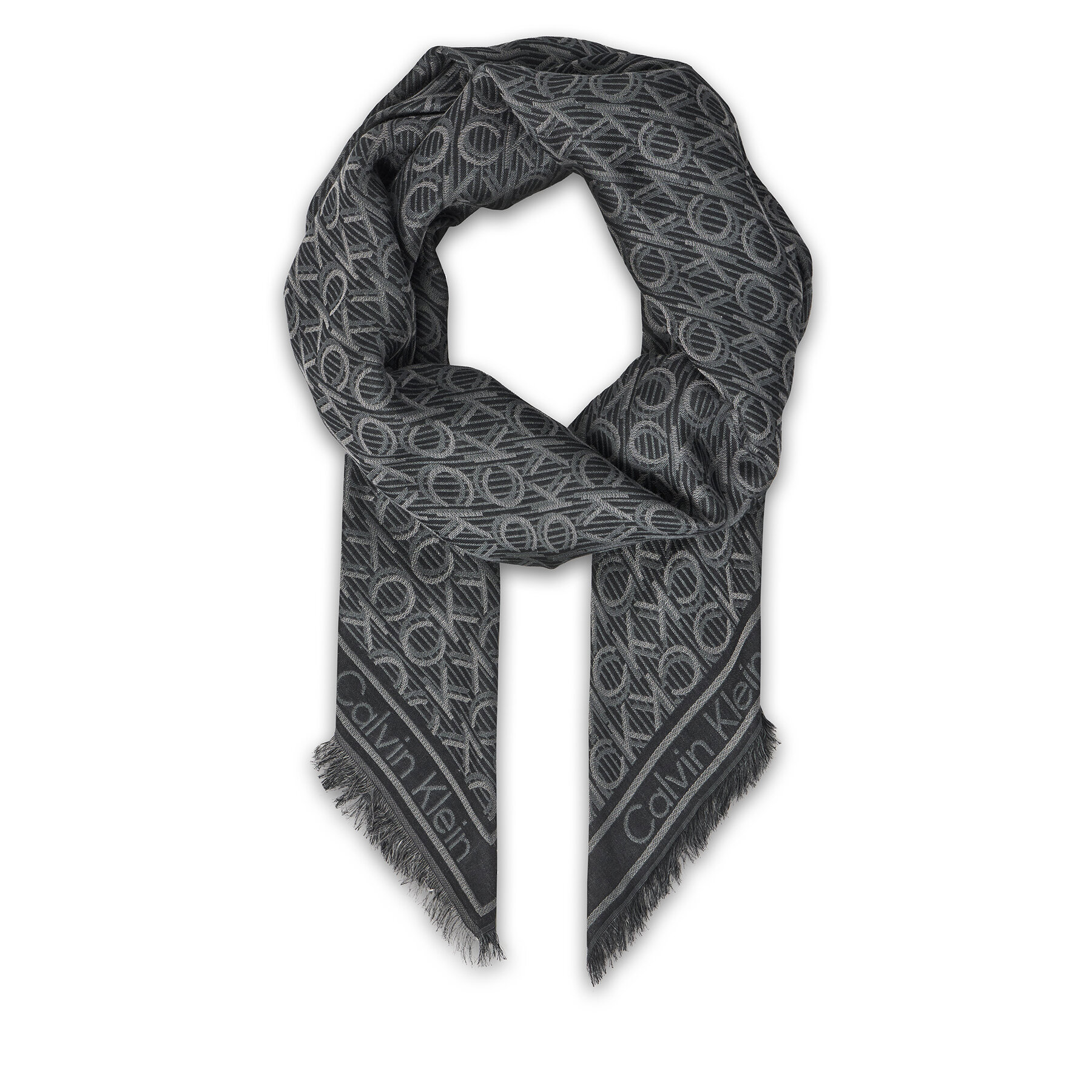 Eșarfă Calvin Klein Aop Monogram Jacquard LV04F8054G Negru