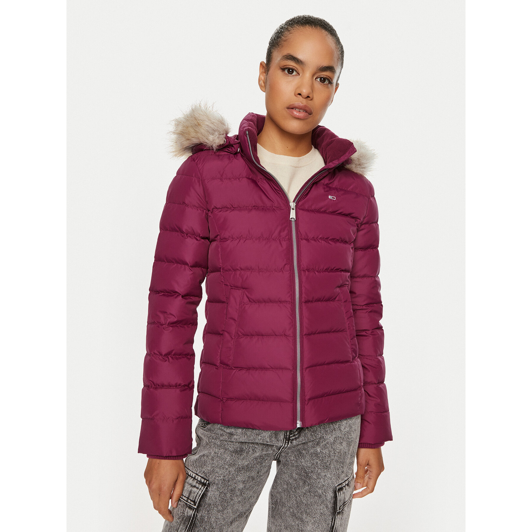 Tommy Jeans Daunenjacke Basic DW0DW18312 Rot Slim Fit