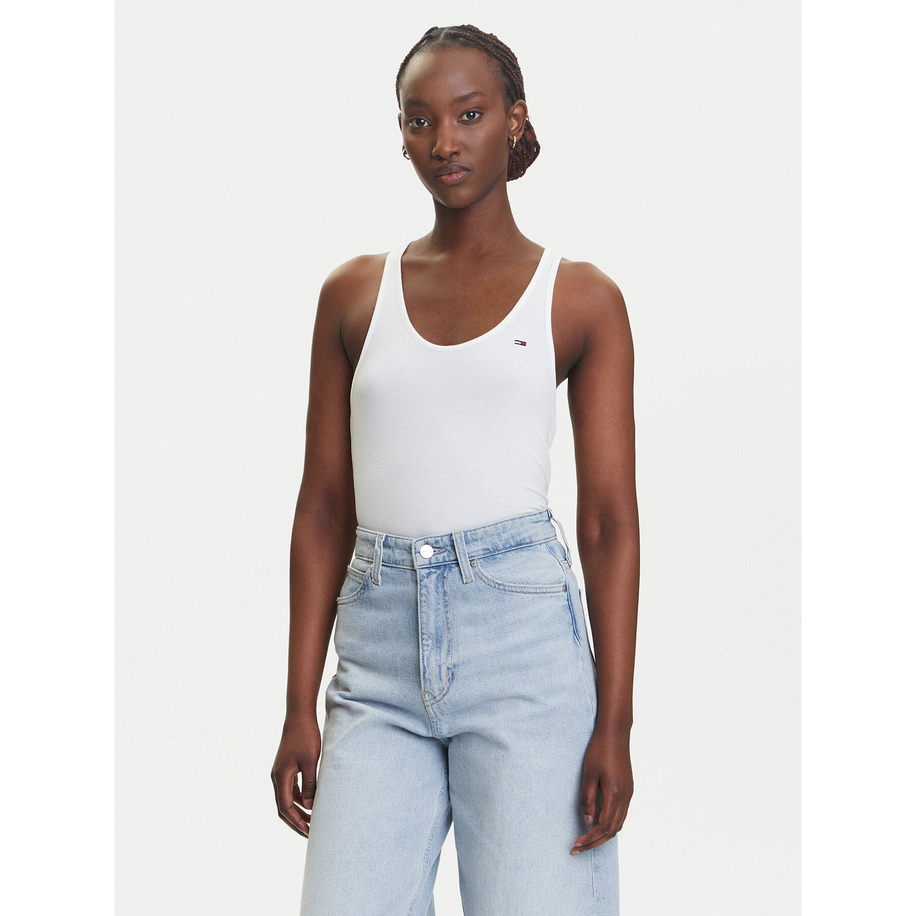 Tommy Jeans Τοπ DW0DW20917 Λευκό Regular Fit