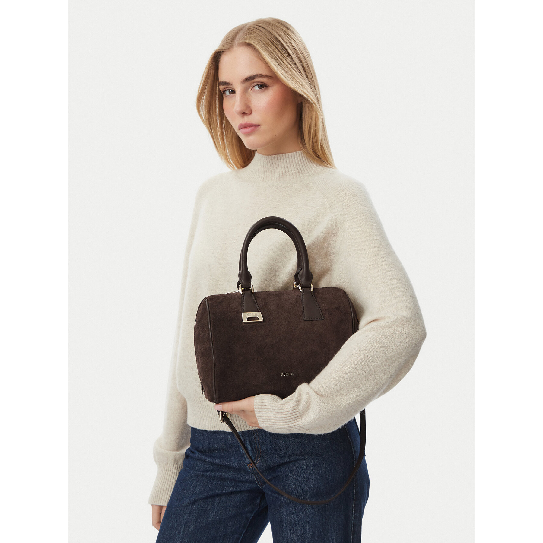 Дамска чанта Furla Olivia M Boston Bag WB02148 BX4018 3244S Тъмнокафяв