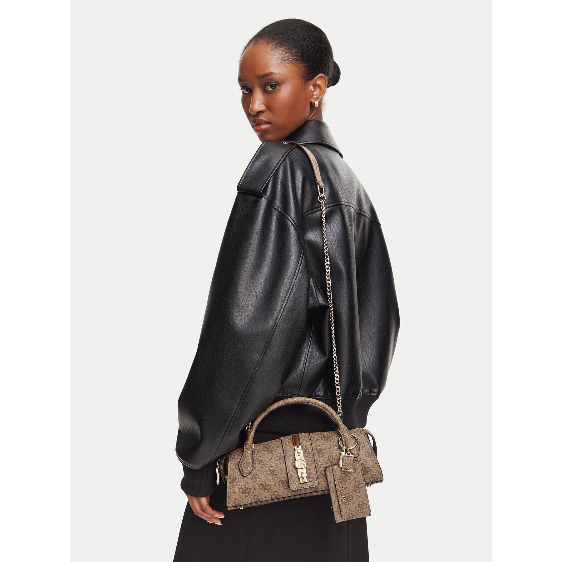 Дамска чанта Guess Yvonne Logo Mini HWSG23 78760 Светлокафяв