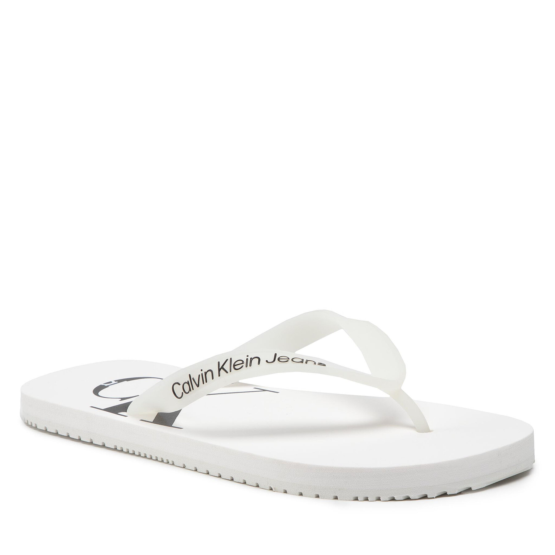 Flip flop Calvin Klein Jeans Beach Sandal Monogram Tpu YM0YM00055 Bright White 02S 02S imagine noua