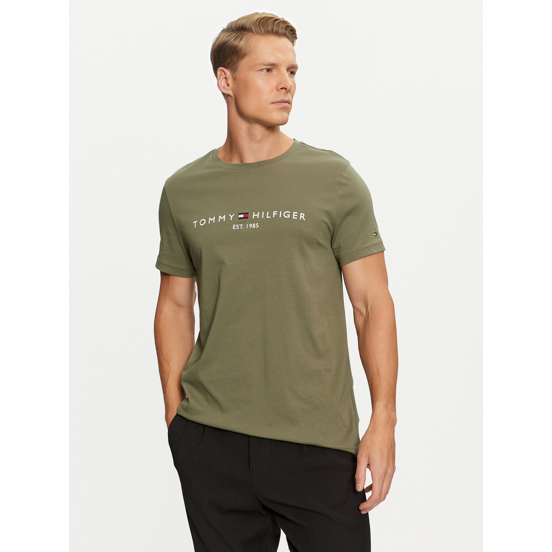 Tommy Hilfiger T-Shirt Logo MW0MW11797 Πράσινο Regular Fit