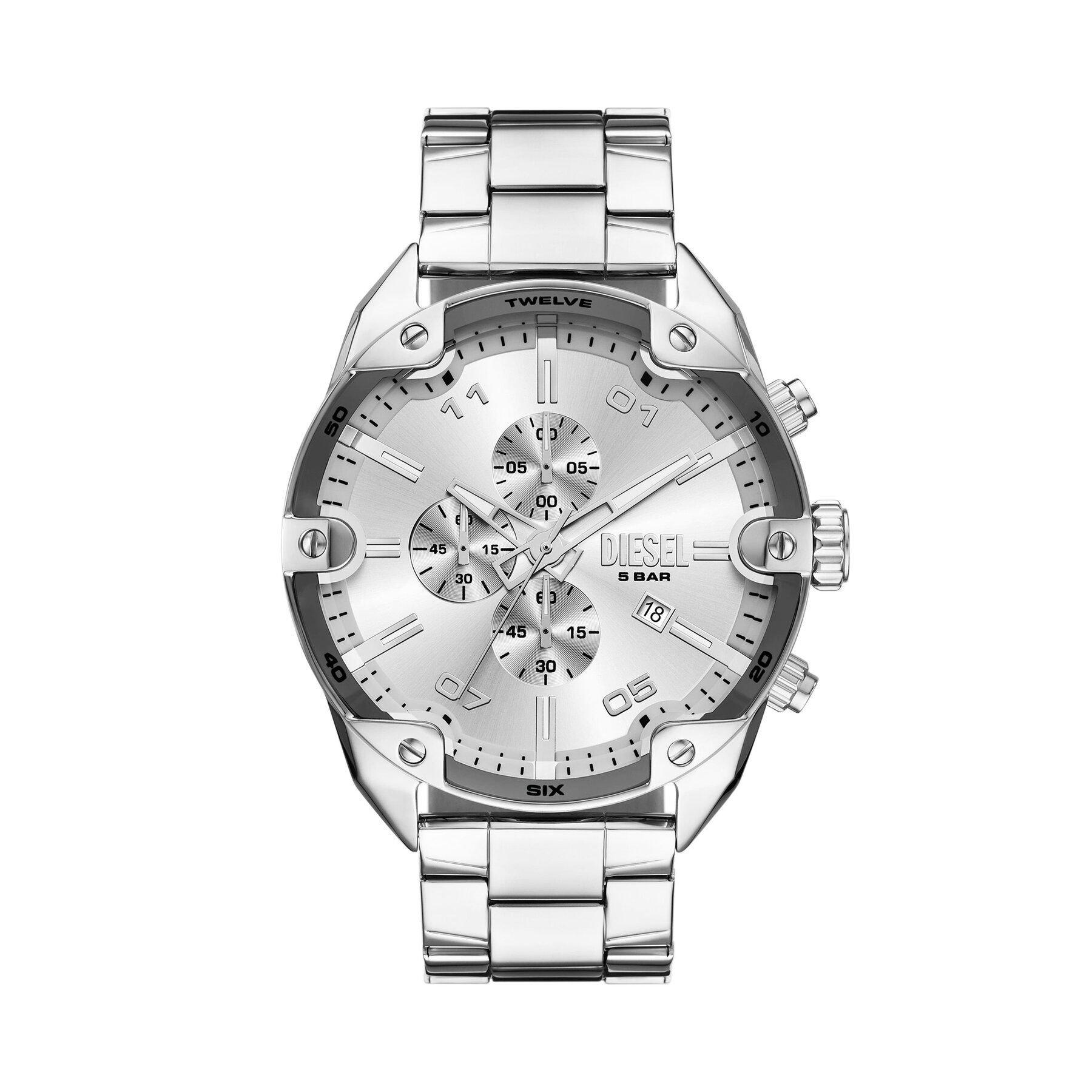 Hodinky Diesel Spiked Chronograph DZ4677 Strieborná