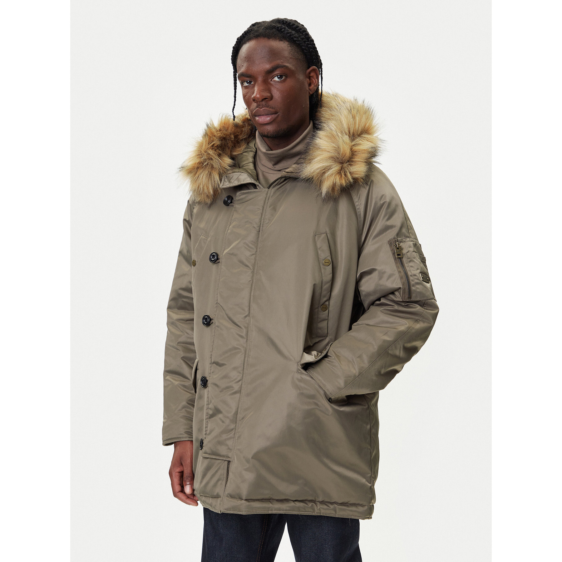 HUGO Parka Makaro2541 50546236 Khakifarben Regular Fit
