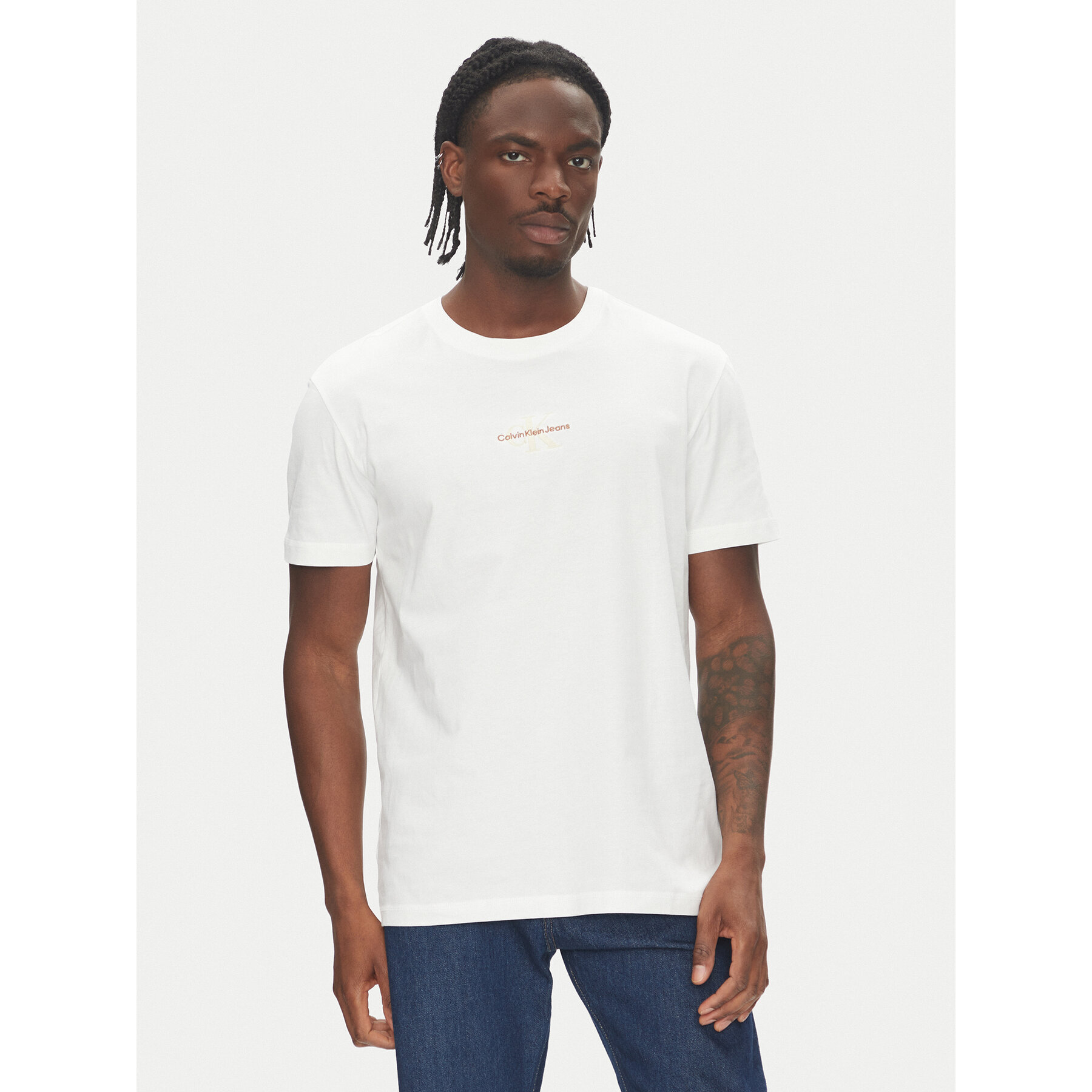 Calvin Klein Jeans T-shirt Monologo J30J325649 Bianco Regular Fit