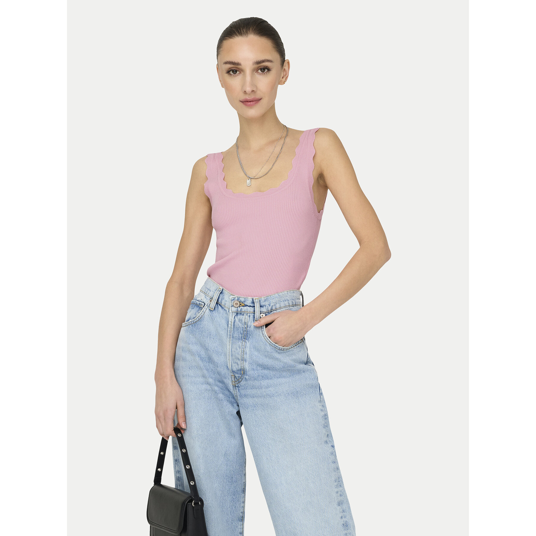 JDY Felső Nanna 15290585 Rózsaszín Slim Fit