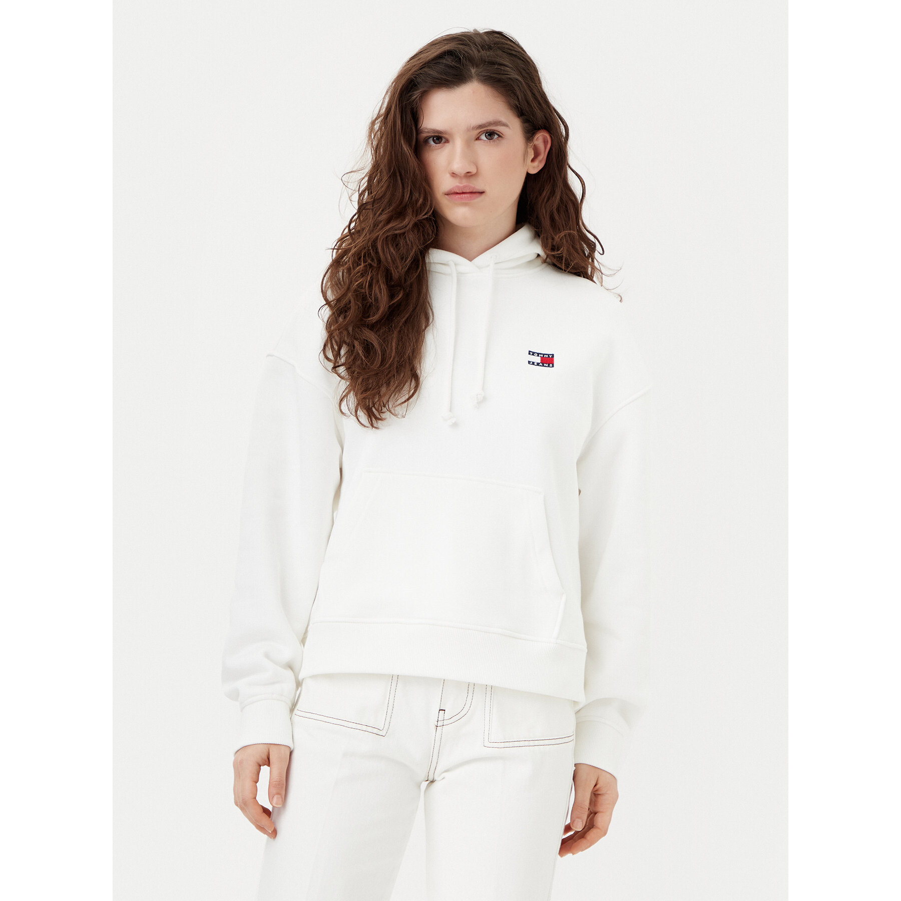 Tommy Jeans Sweatshirt Badge DW0DW19414 Écru Boxy Fit