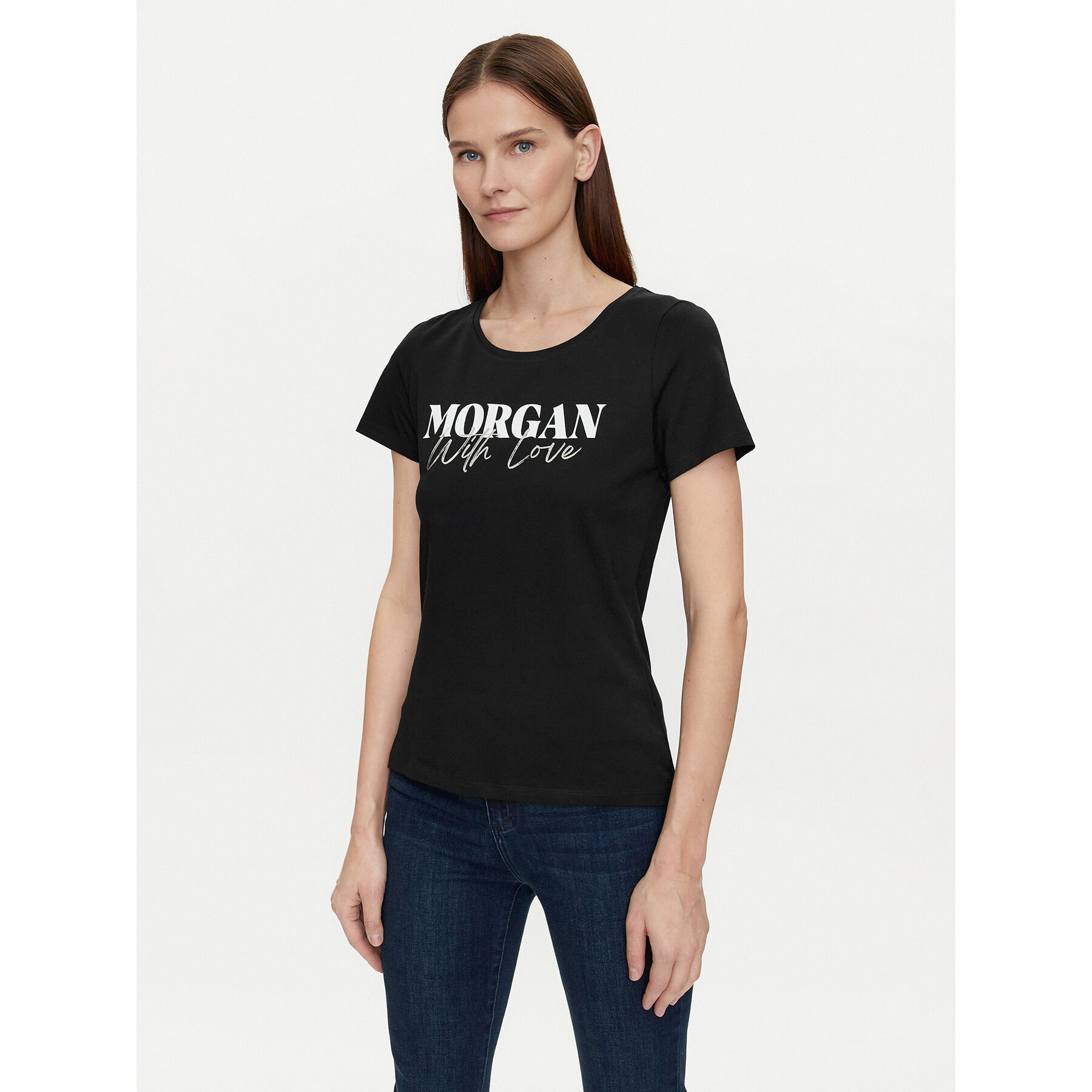 Morgan T-Shirt 241-DUNE Schwarz Regular Fit, Größe S