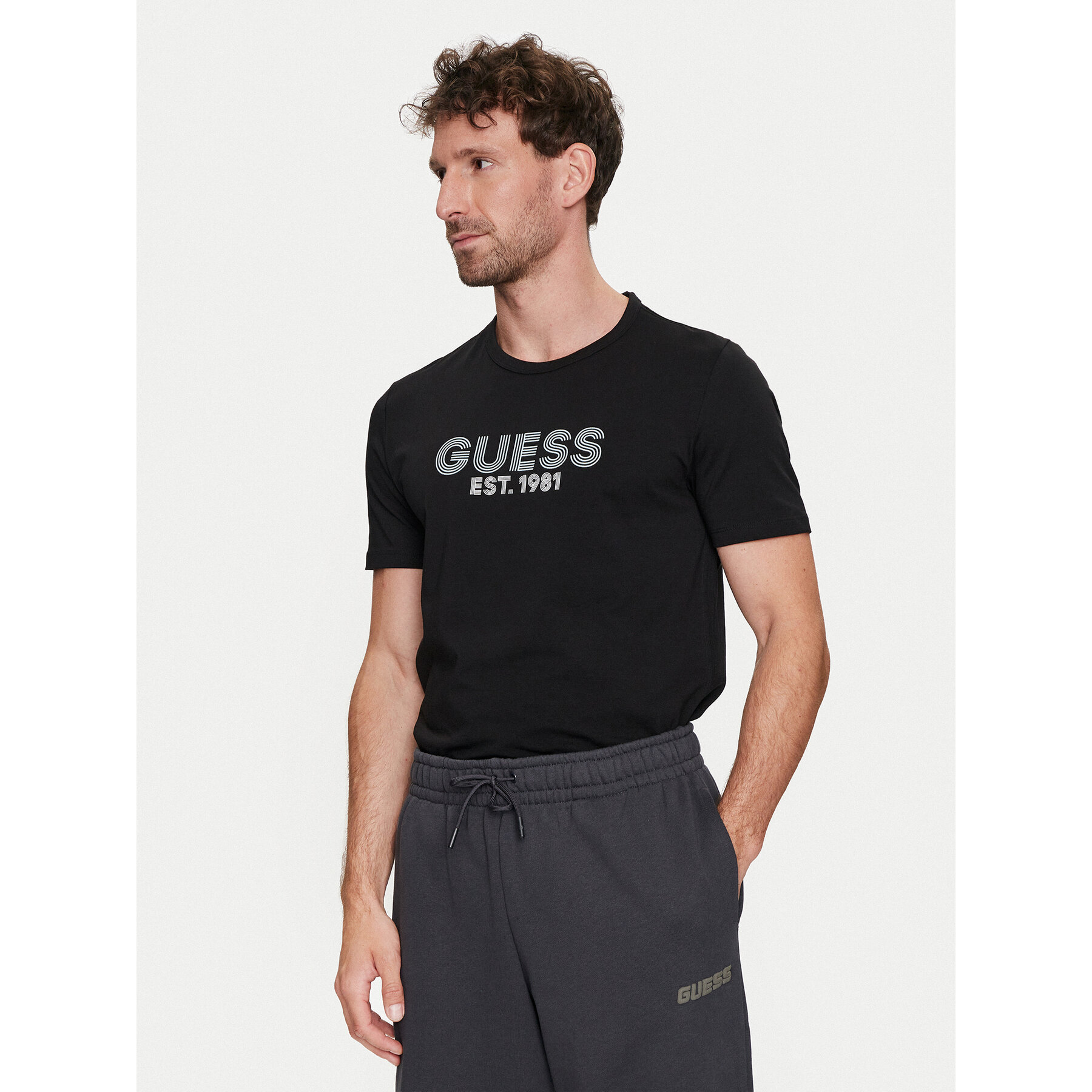Guess T-Shirt M4YI30 J1314 Μαύρο Slim Fit