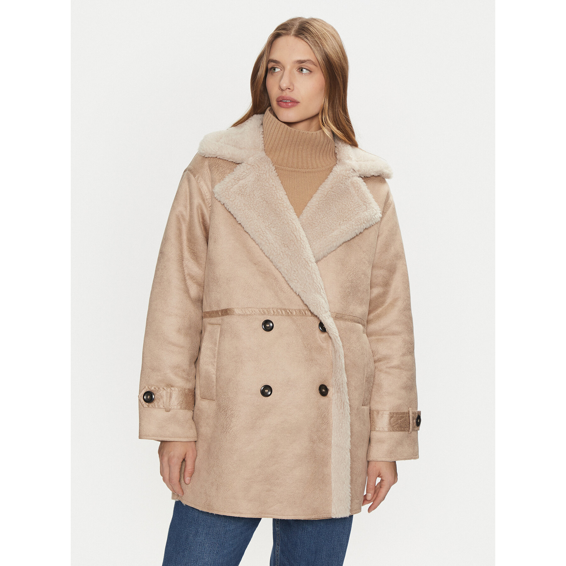 ONLY Fellmantel Ylva 15322402 Beige Regular Fit