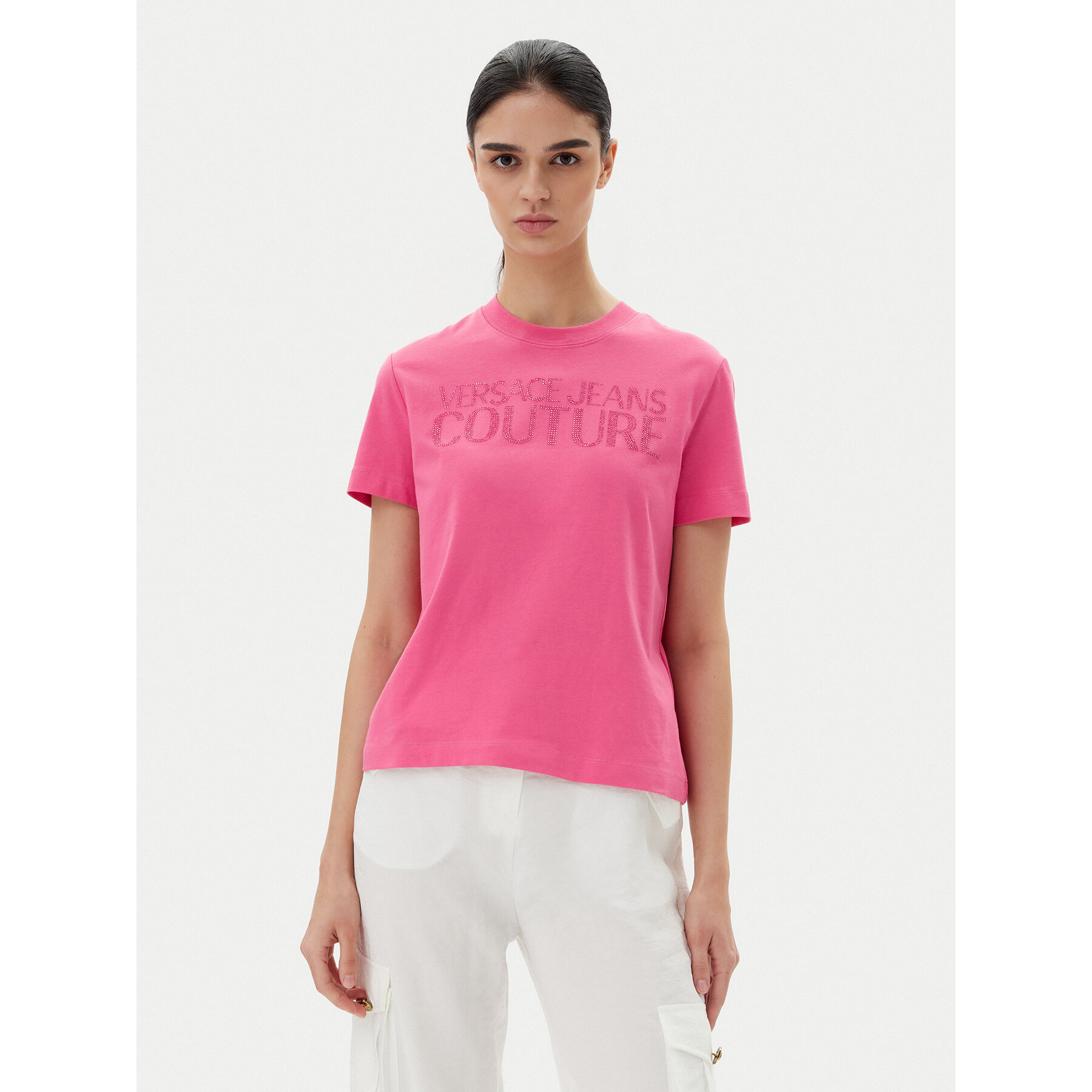 Versace Jeans Couture Póló 78HAHS04 Rózsaszín Regular Fit