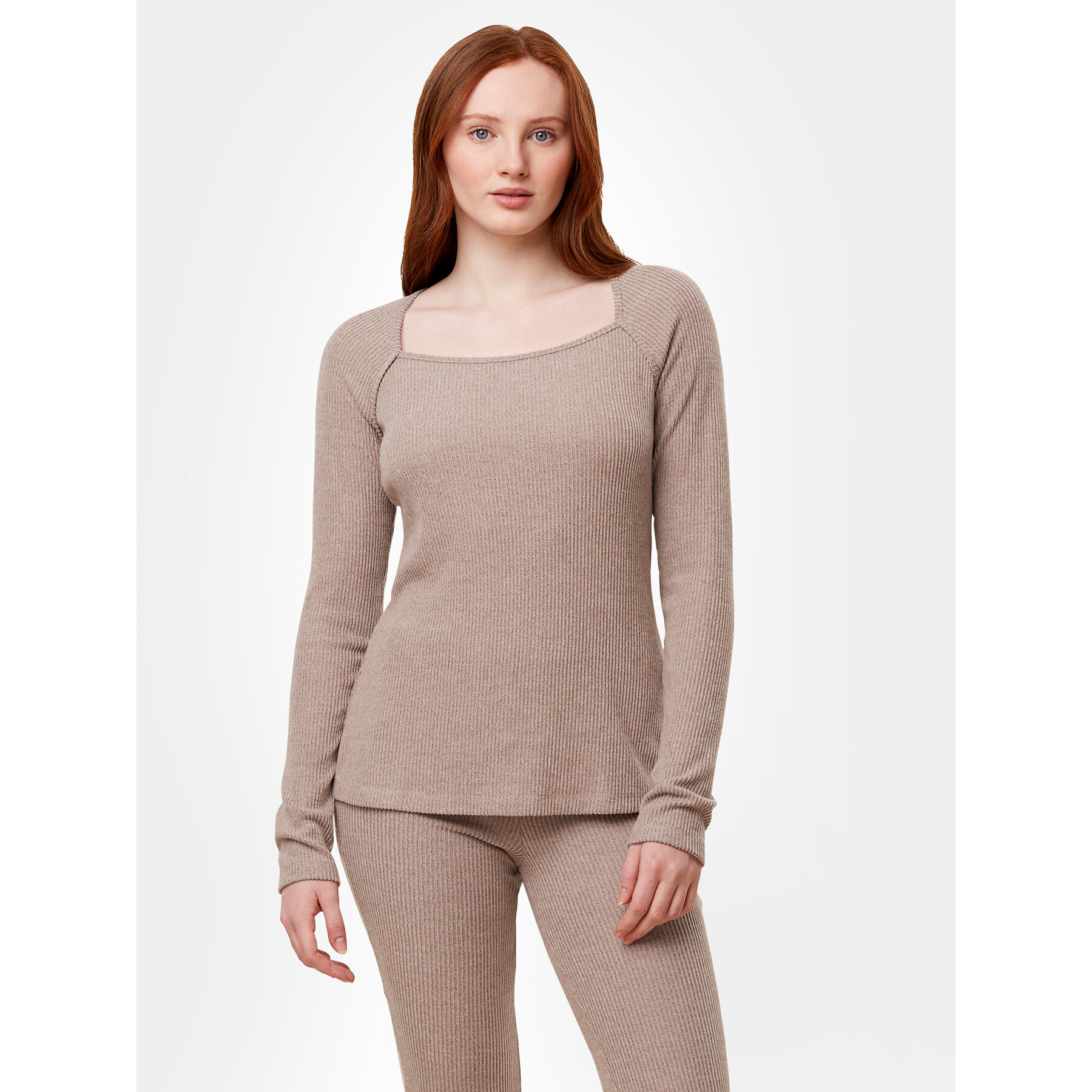 Triumph Pizsama felső Thermal MyWear Top LSL 10216551 Bézs Regular Fit