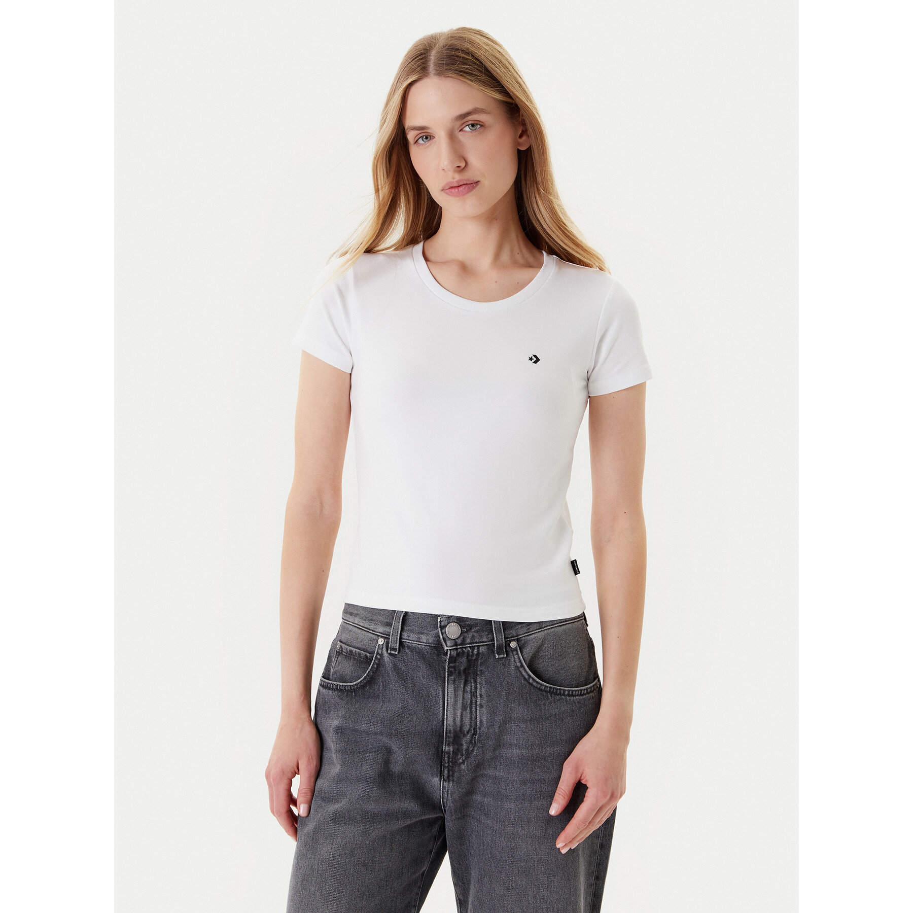 Converse Póló 10027252-A01 Fehér Slim Fit